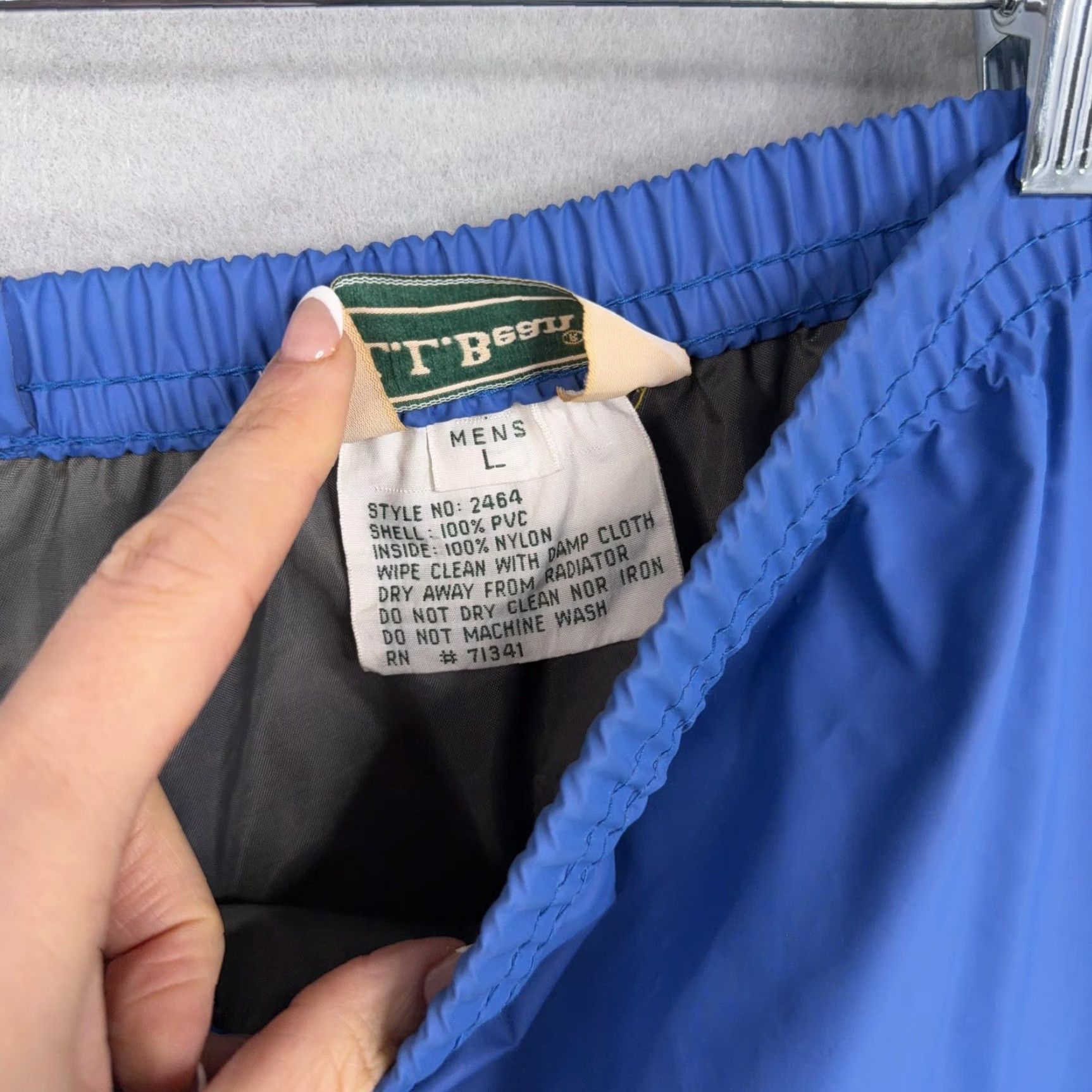 Vintage VINTAGE L.L. Bean Rain Pants Mens Large Blue PVC Nylon Elastic Waist 80s 90s Pants Mens Large Blue Waterproof Rain Pants Size US 33 - 5 Thumbnail