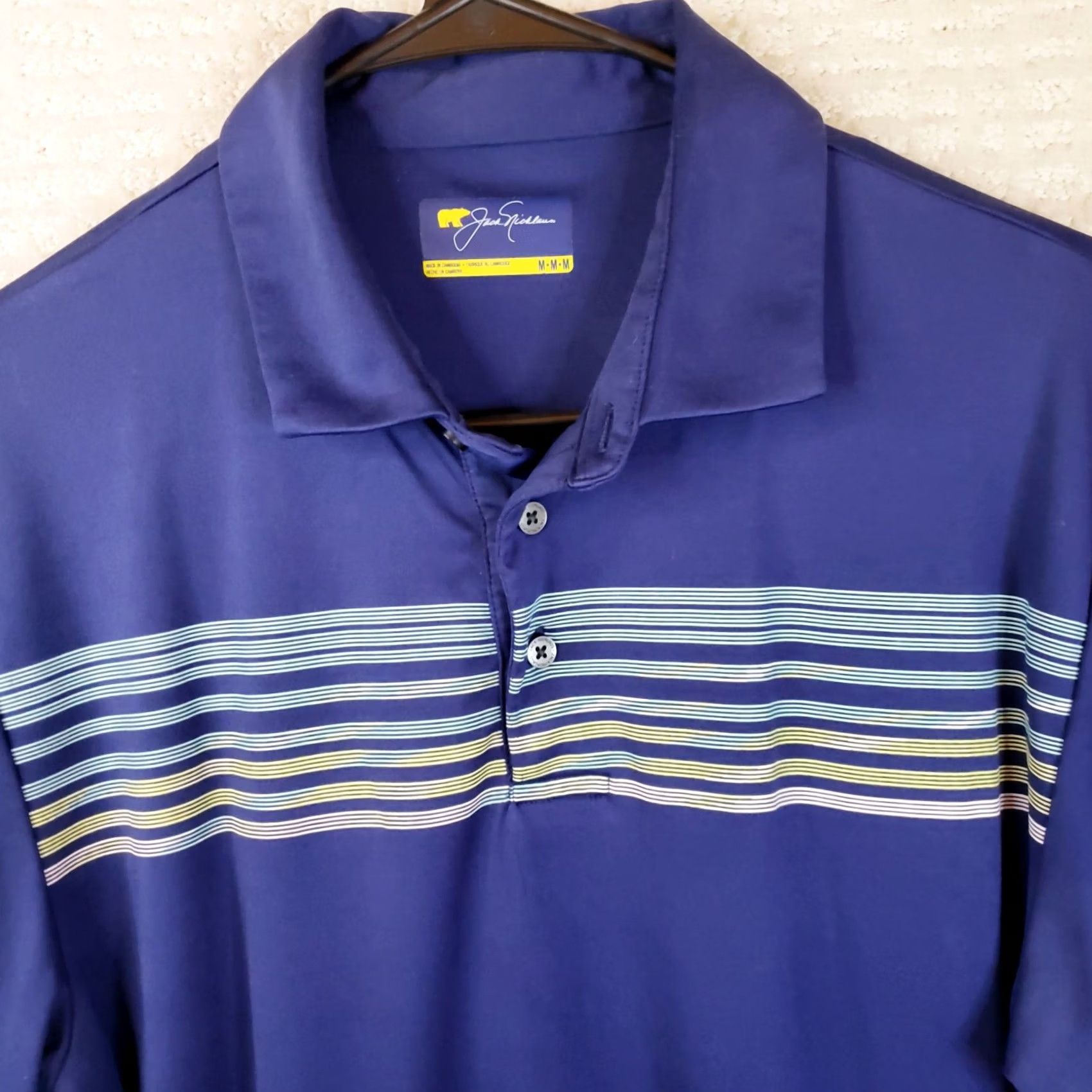 Vintage Jack Nicklaus Polo Shirt Mens M Blue Striped Golden Bear StayDri Golf Shirt Size US M / EU 48-50 / 2 - 3 Thumbnail