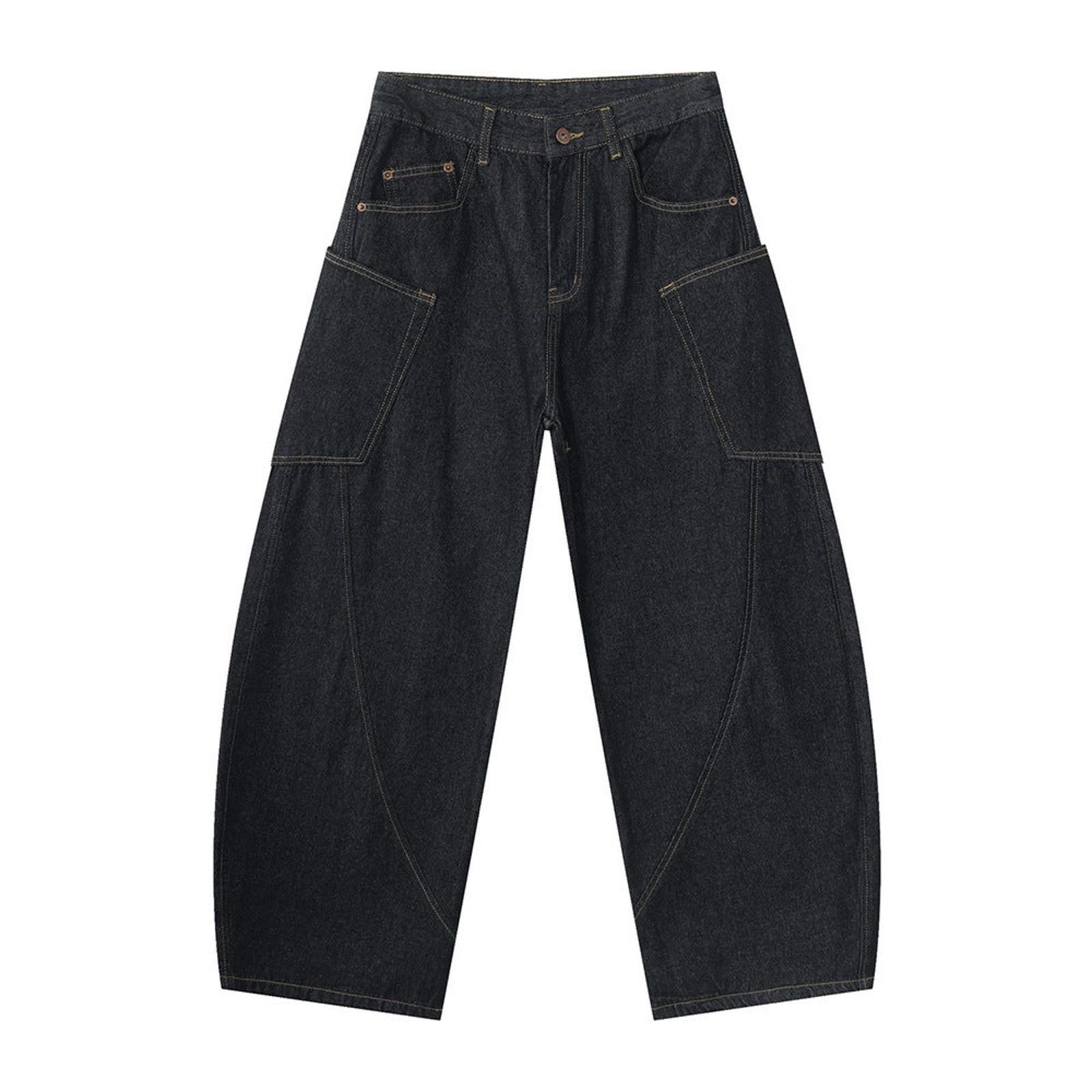 Vintage Black Baggy Wide Leg Denim Jeans, Men's Loose Fit Jeans Size US 30 / EU 46 - 6 Thumbnail