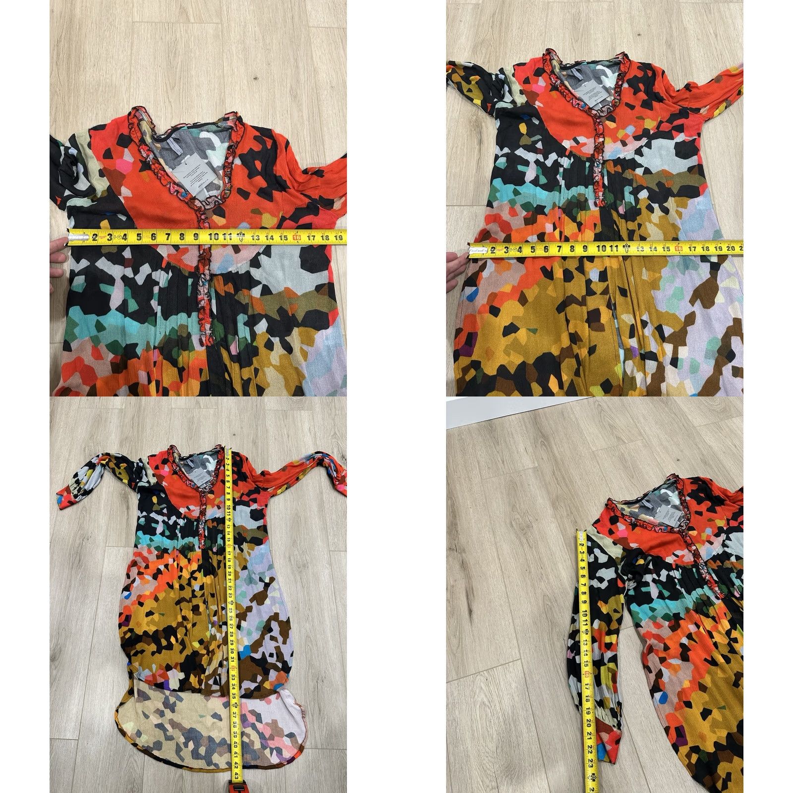 Vintage VINTAGE BL-NK Blank Anthropologie Kayla Abstract Motif Ruffle Tunic Petite Small Size S / US 4 / IT 40 - 9 Thumbnail