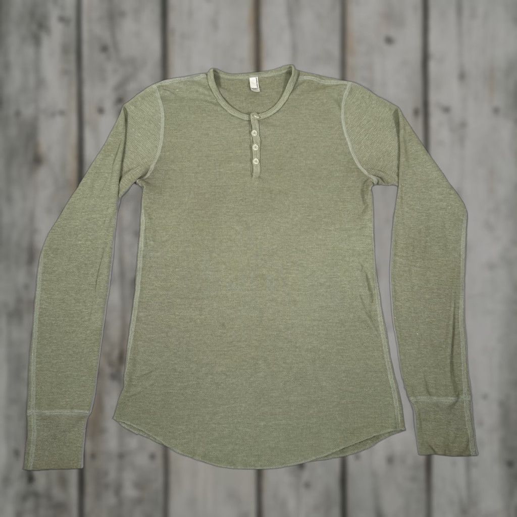 American Apparel American Apparel Shirt Men Small Green Thermal Henley T-Shirt Size US S / EU 44-46 / 1 - 1 Thumbnail