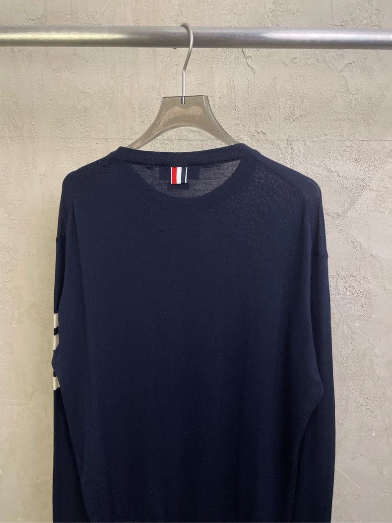 Thom Browne Thom browne Dark blue classic four-striped round-neck wool Size US XL / EU 56 / 4 - 4 Thumbnail