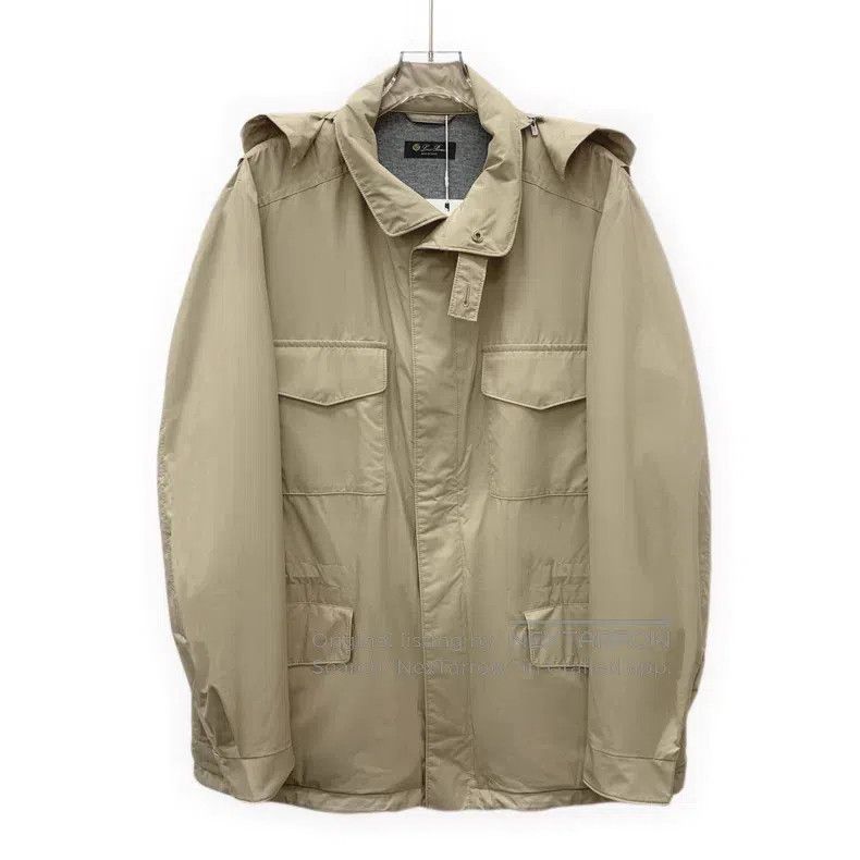 Loro Piana Loro Piana Khaki Multi-Pocket Hooded Cashmere Zip-Up Jacke Size US M / EU 48-50 / 2 - 1 Thumbnail
