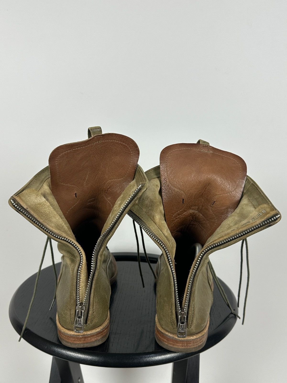 A.S.98 A.S.98. Airstep Olive Green Leather Back Zipper Ankle Boots Size US 11 / IT 41 - 21 Thumbnail