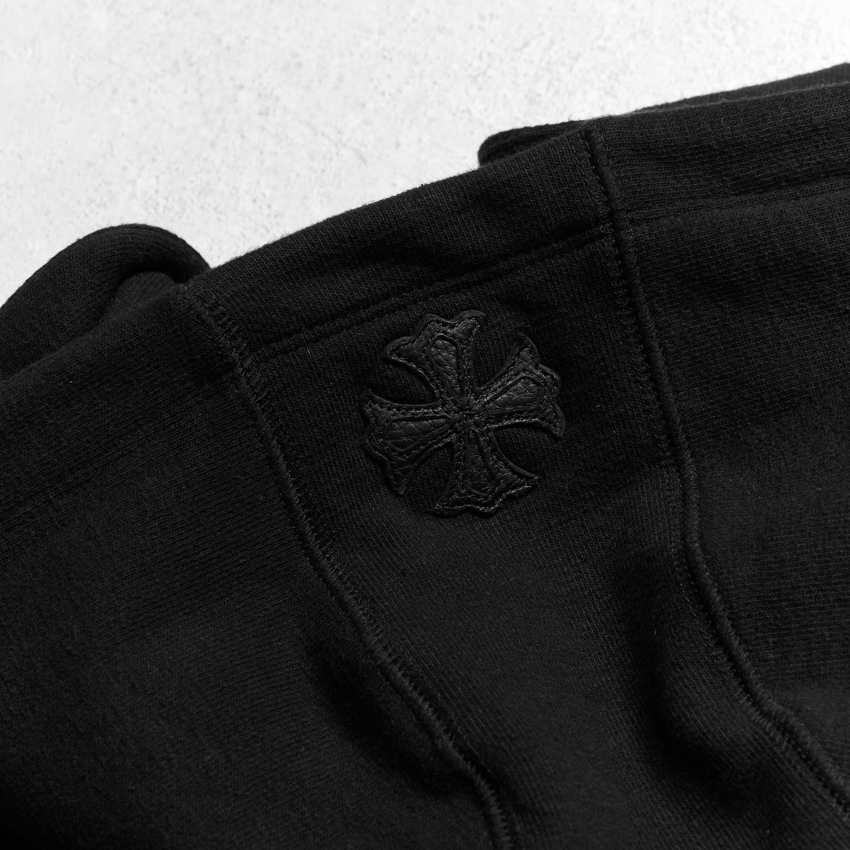 Chrome Hearts CHROME HEARTS Black Leather Plus Patchwork Terry Hoodie Zip Size US S / EU 44-46 / 1 - 3 Thumbnail