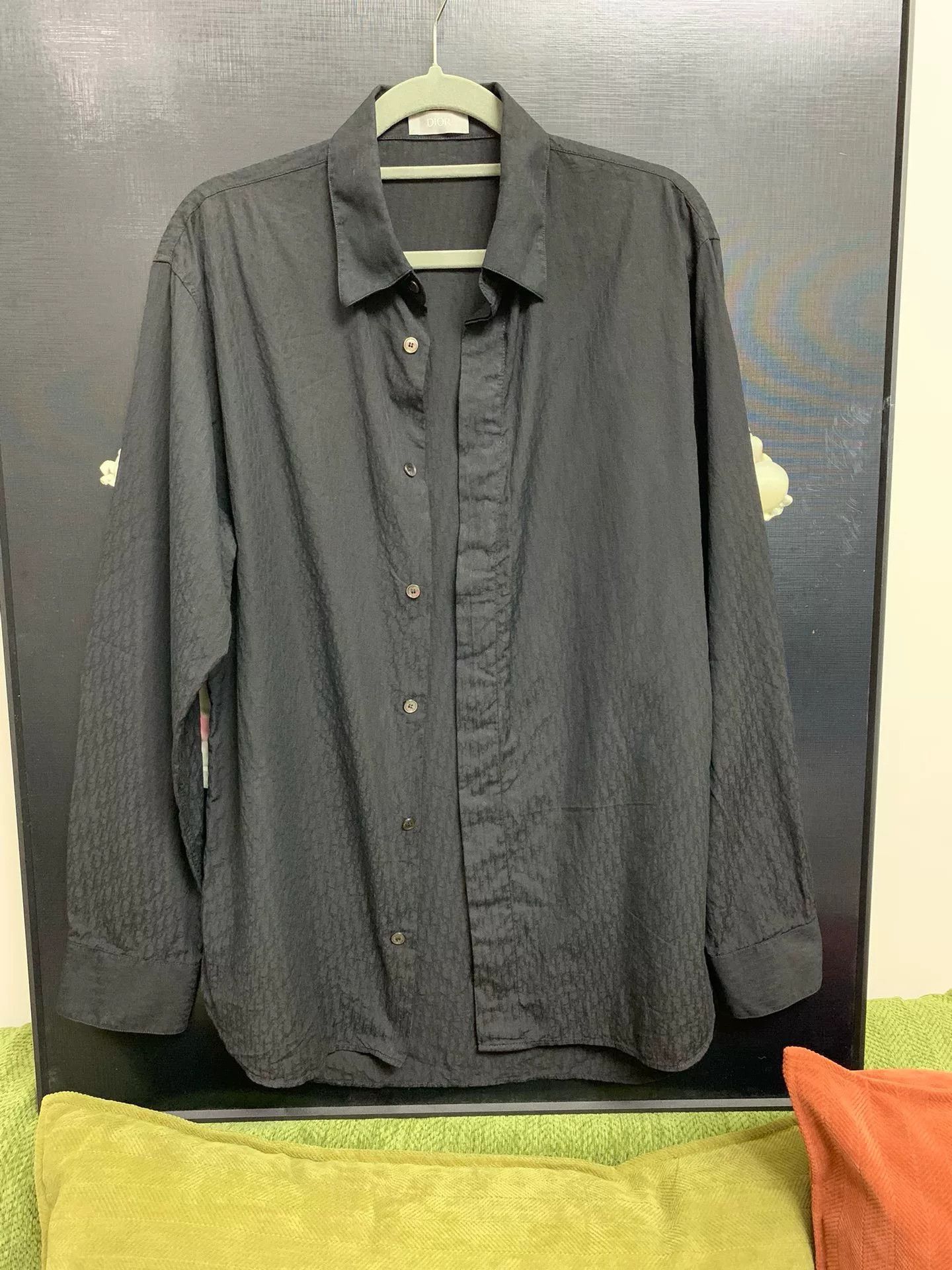 dior black logo long sleeve casual shirt