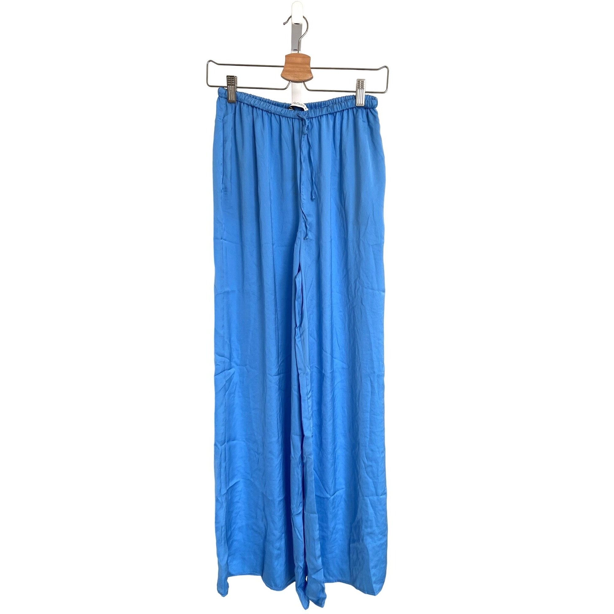 Zara Zara Light Blue Silky Wide-Leg Palazzo Pants Size 27" / US 4 / IT 40 - 1 Thumbnail