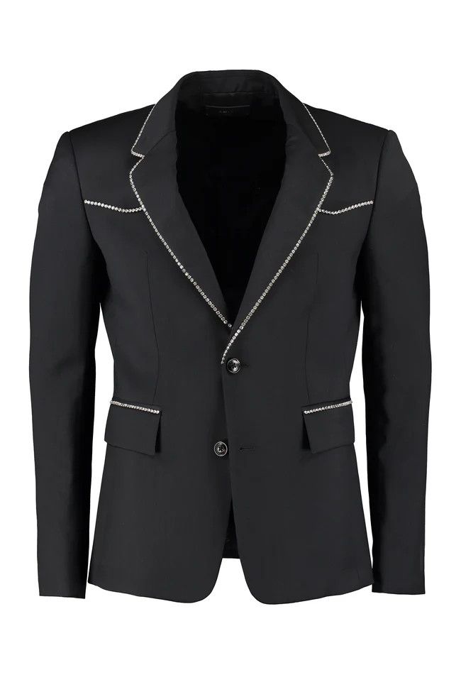 Amiri o1gr1nt1024 Crystal Trim Single Breasted Jacket in Black Size US M / EU 48-50 / 2 - 1 Thumbnail