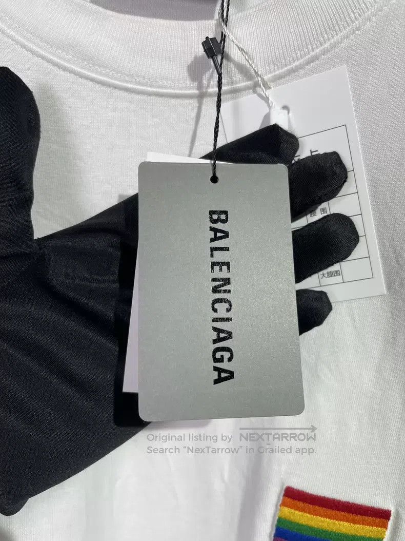 Balenciaga Balenciaga White Rainbow Short Sleeve Size US M / EU 48-50 / 2 - 5 Thumbnail
