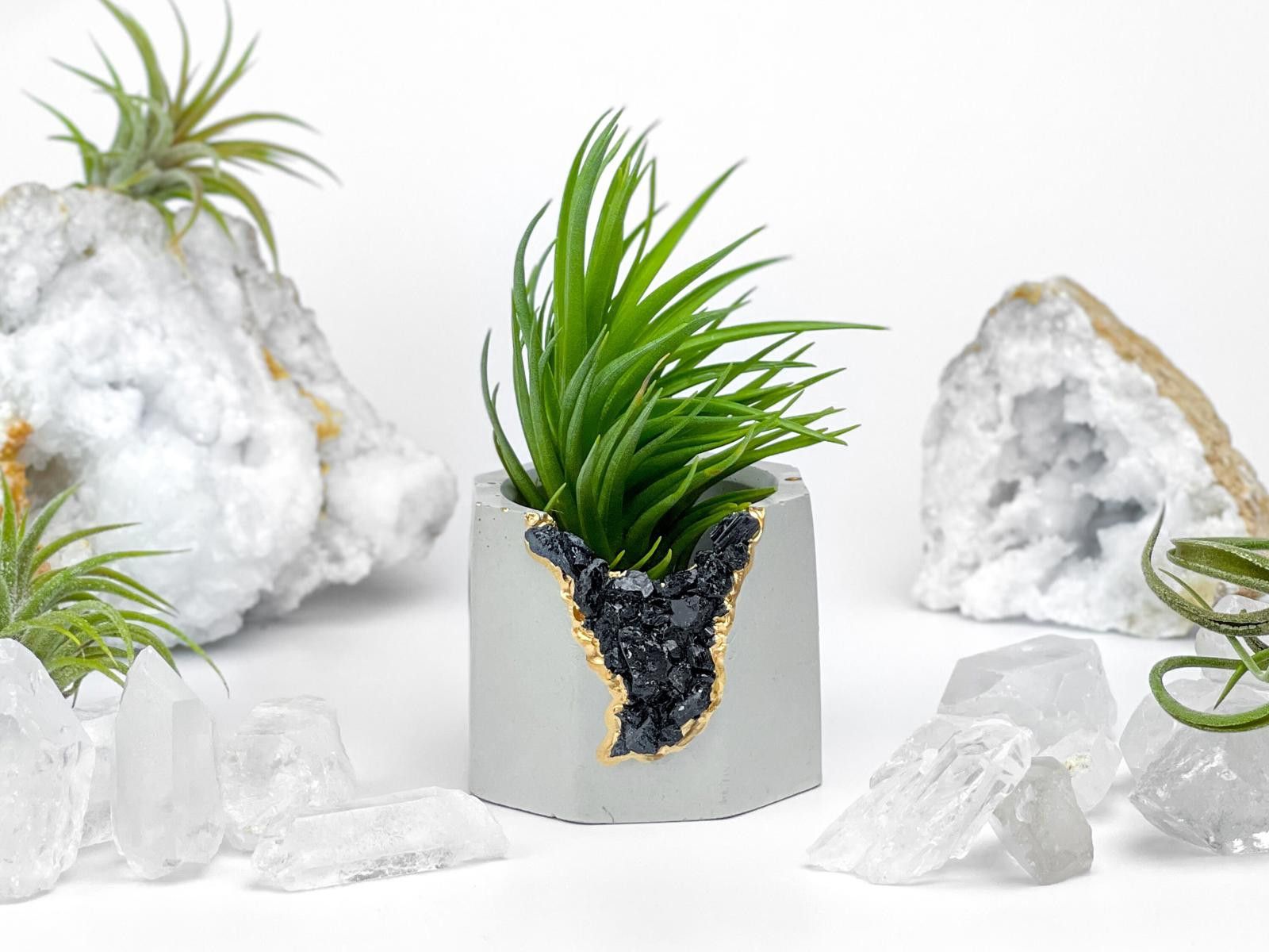 Other Black Tourmaline Geode Planter Handmade Succulent Pot yoga Size ONE SIZE - 2 Thumbnail