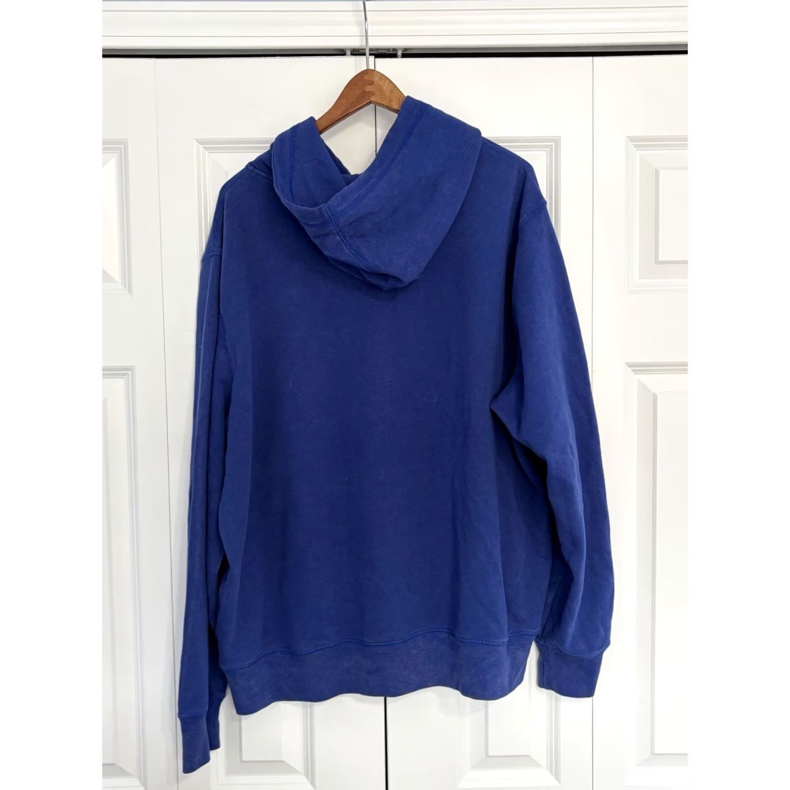 J Brand 47' Patriots Pullover Hoodie Sweatshirt 2XL Men Blue Cotton Logo Graphic Print Football Fall Hooded Pullover Reg Large Size US XXL / EU 58 / 5 - 2 Thumbnail