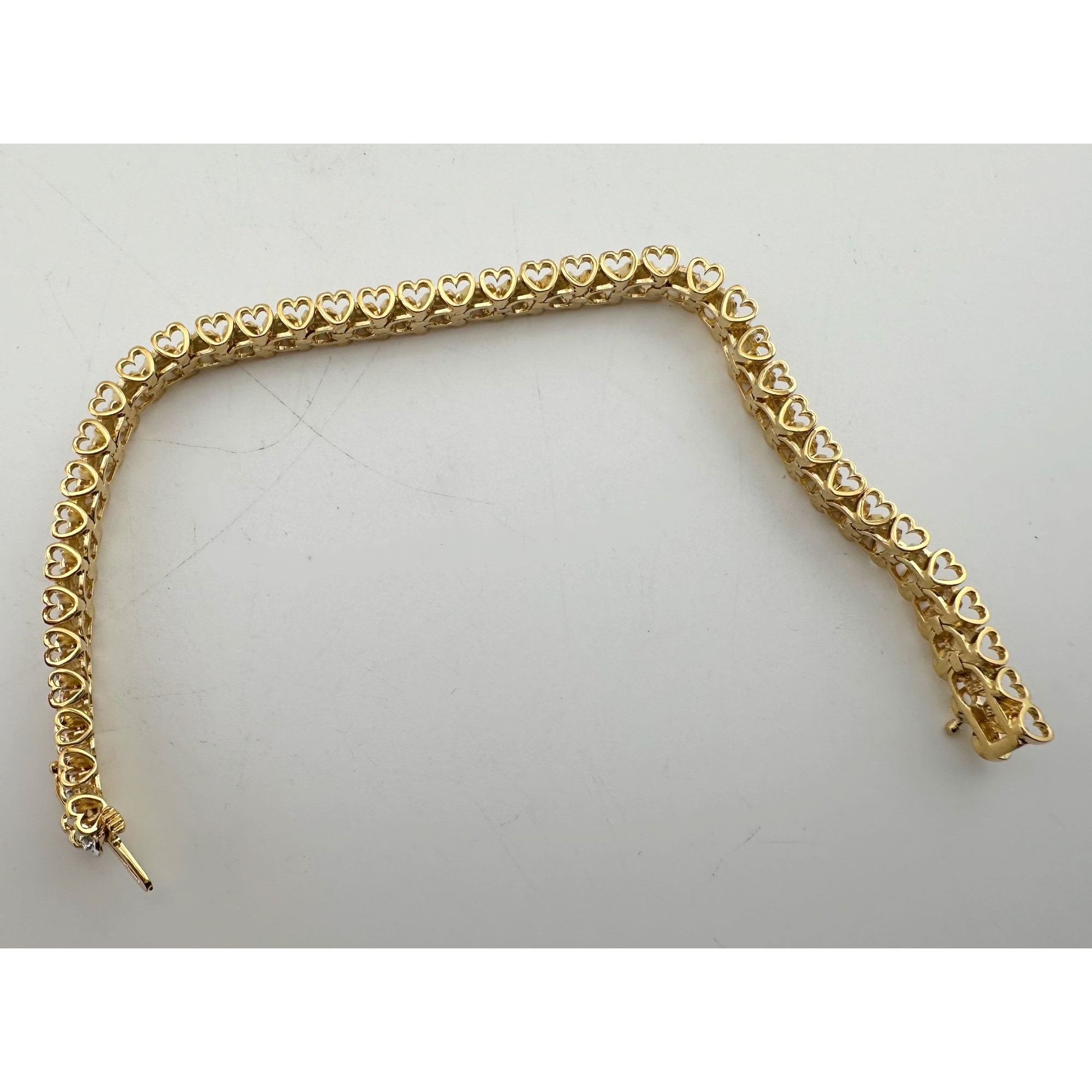 Other 1/2 Carat Diamond Bracelet w Heart Pattern on Side 14kt Gold Size ONE SIZE - 5 Thumbnail