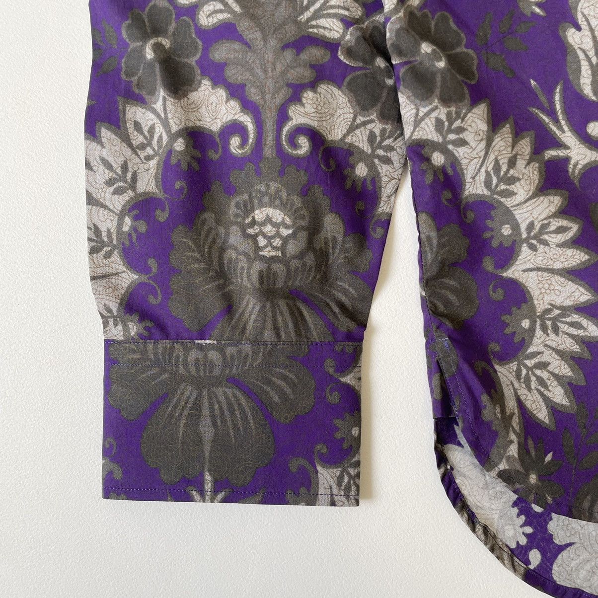 Dries Van Noten Purple / Gray Floral Print Cotton Shirt Size US M / EU 48-50 / 2 - 7 Thumbnail