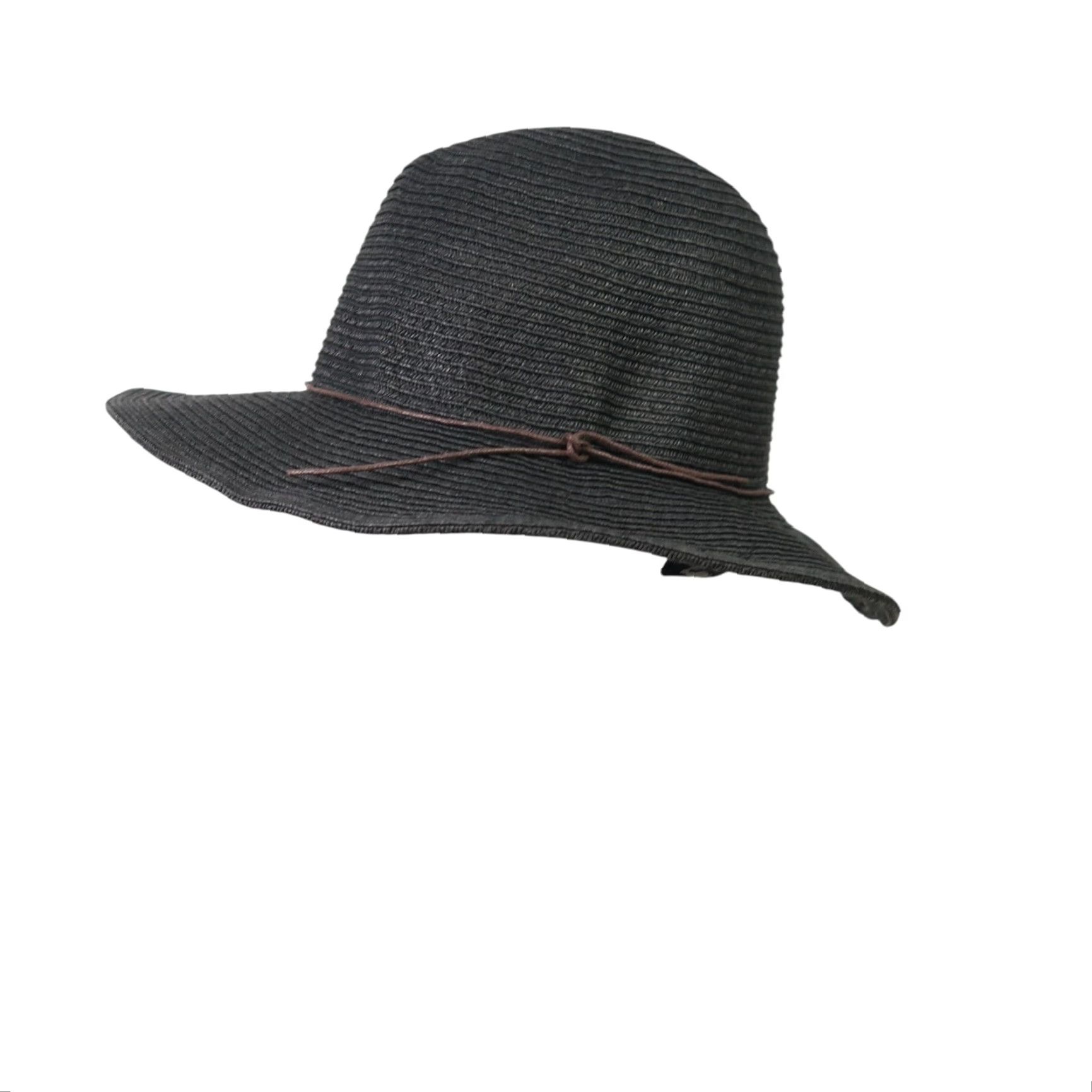 Vintage Peter Grimm Black Straw Fedora Sun Hat Women One Size Sun Hat Casual Spring Summer Women Black Fedora Straw Hat Size ONE SIZE - 3 Thumbnail