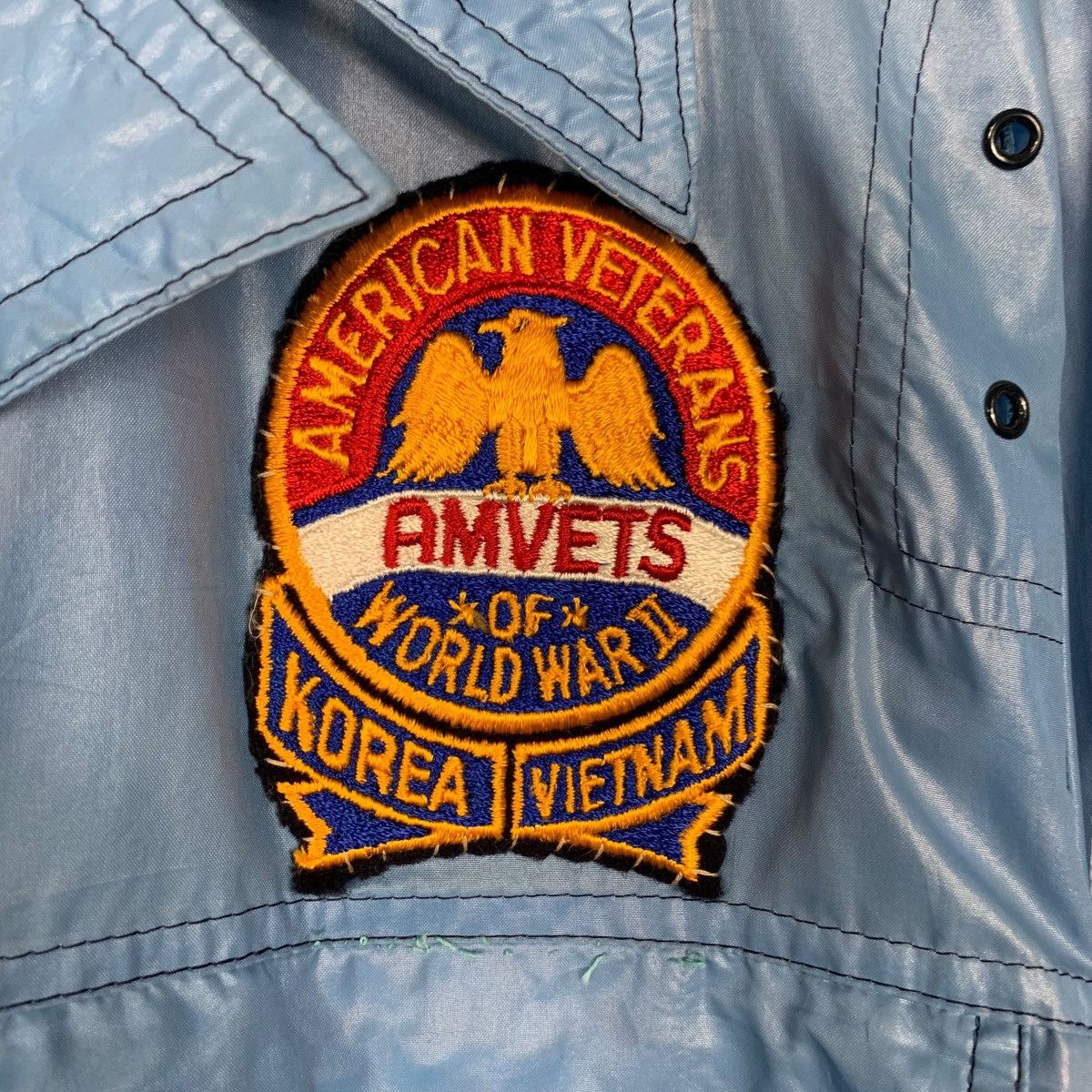 Vintage AMVETS World War II Korea Vietnam Nylon Jacket #2432-C109 Size US M / EU 48-50 / 2 - 8 Thumbnail