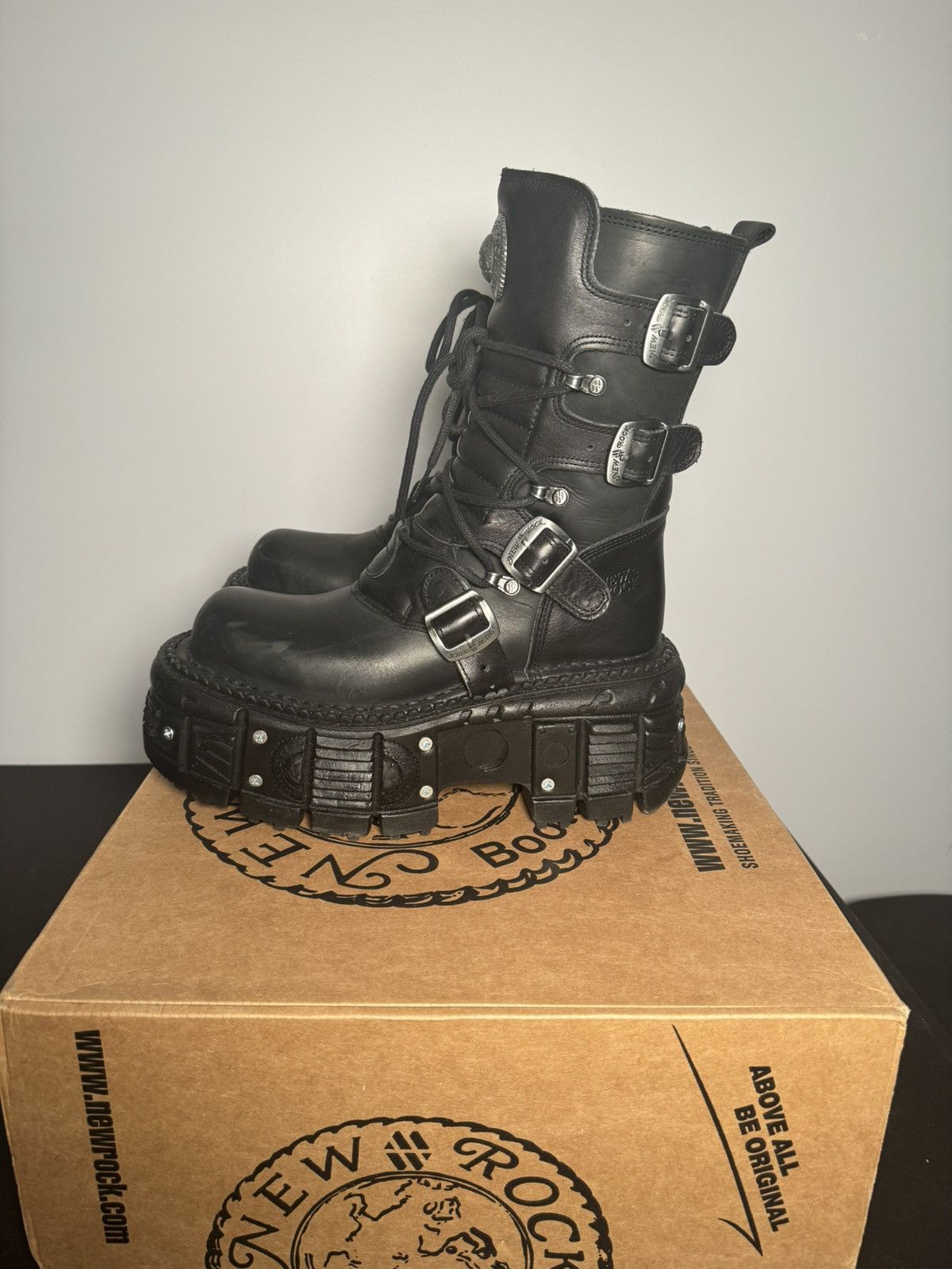Genuine Leather × New Rock New Rock Platform Boots TANK373-S1 Leather Combat Buckles Size US 9 / EU 42 - 2 Thumbnail