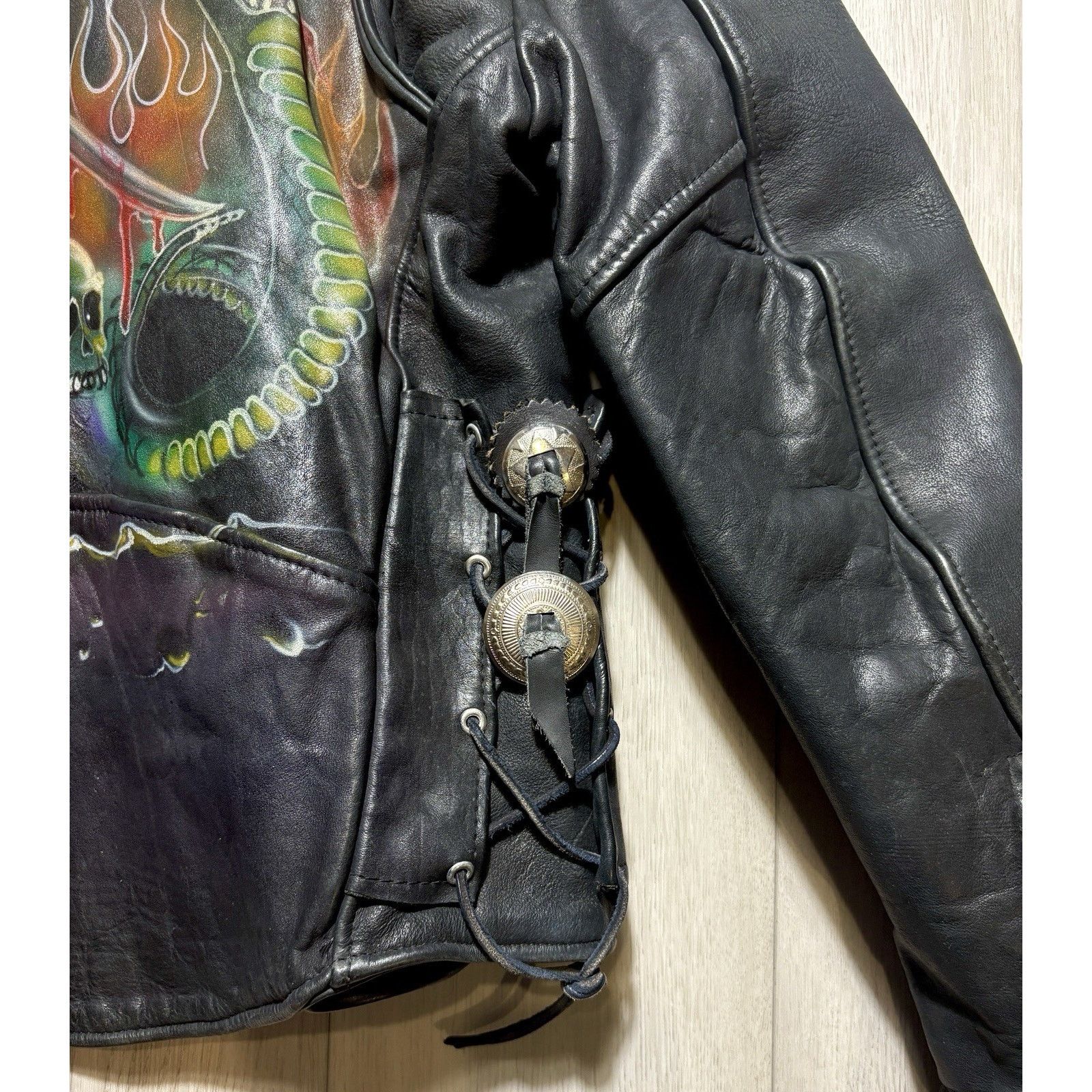 Leather VTG Leather Biker Jacket Airbrushed Harley Davidson Art L Size US L / EU 52-54 / 3 - 18 Thumbnail
