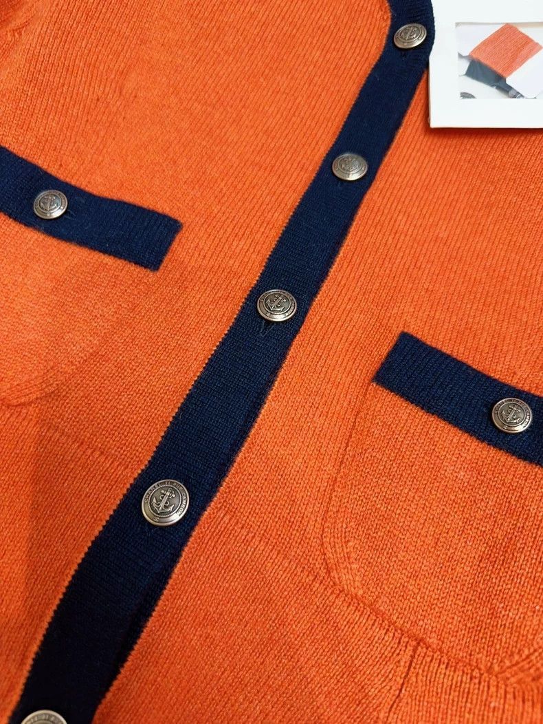 Other Chanel Orange Navy Cashmere Cardigan Size M / US 6-8 / IT 42-44 - 4 Thumbnail