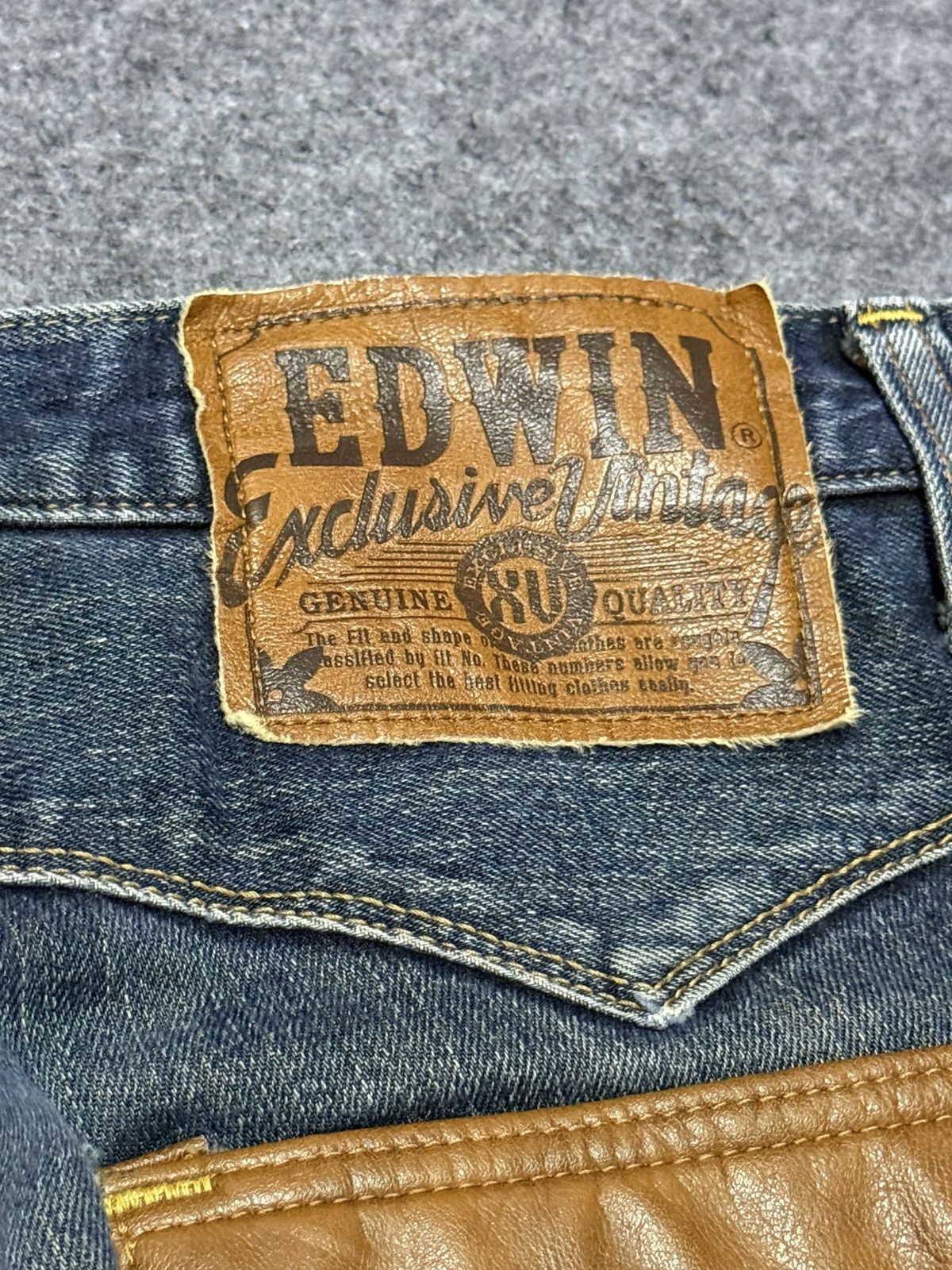Edwin 2000s Edwin XV Leather Trimmed Muddy Wash Loose Jeans Size US 32 / EU 48 - 18 Thumbnail