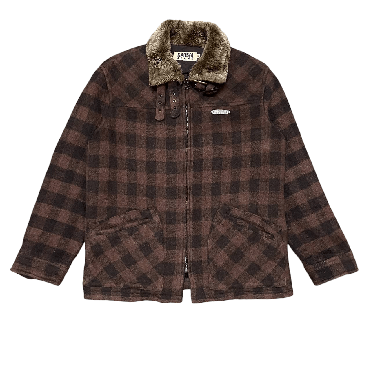 Kansai Yamamoto Vintage Kansai Jeans Plaid Zipper Jacket Size US M / EU 48-50 / 2 - 1 Thumbnail