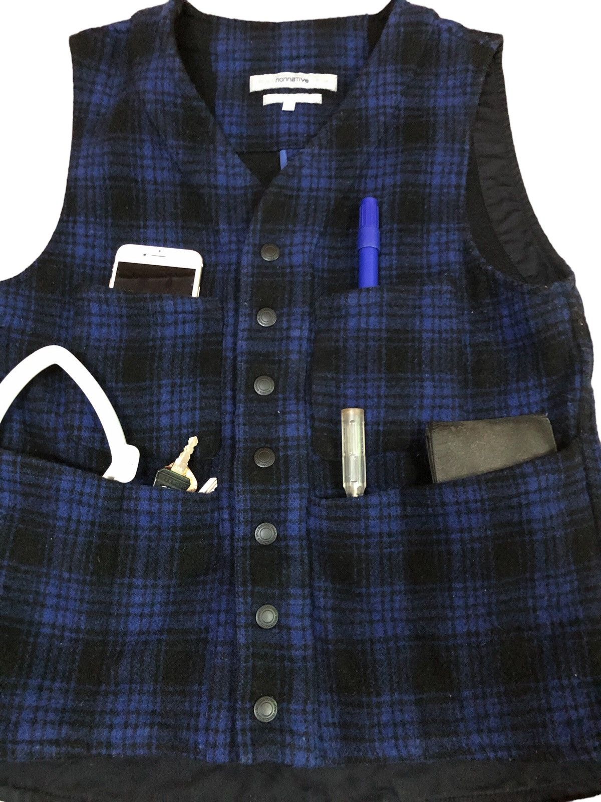 Nonnative Check multi pocket Waist coat