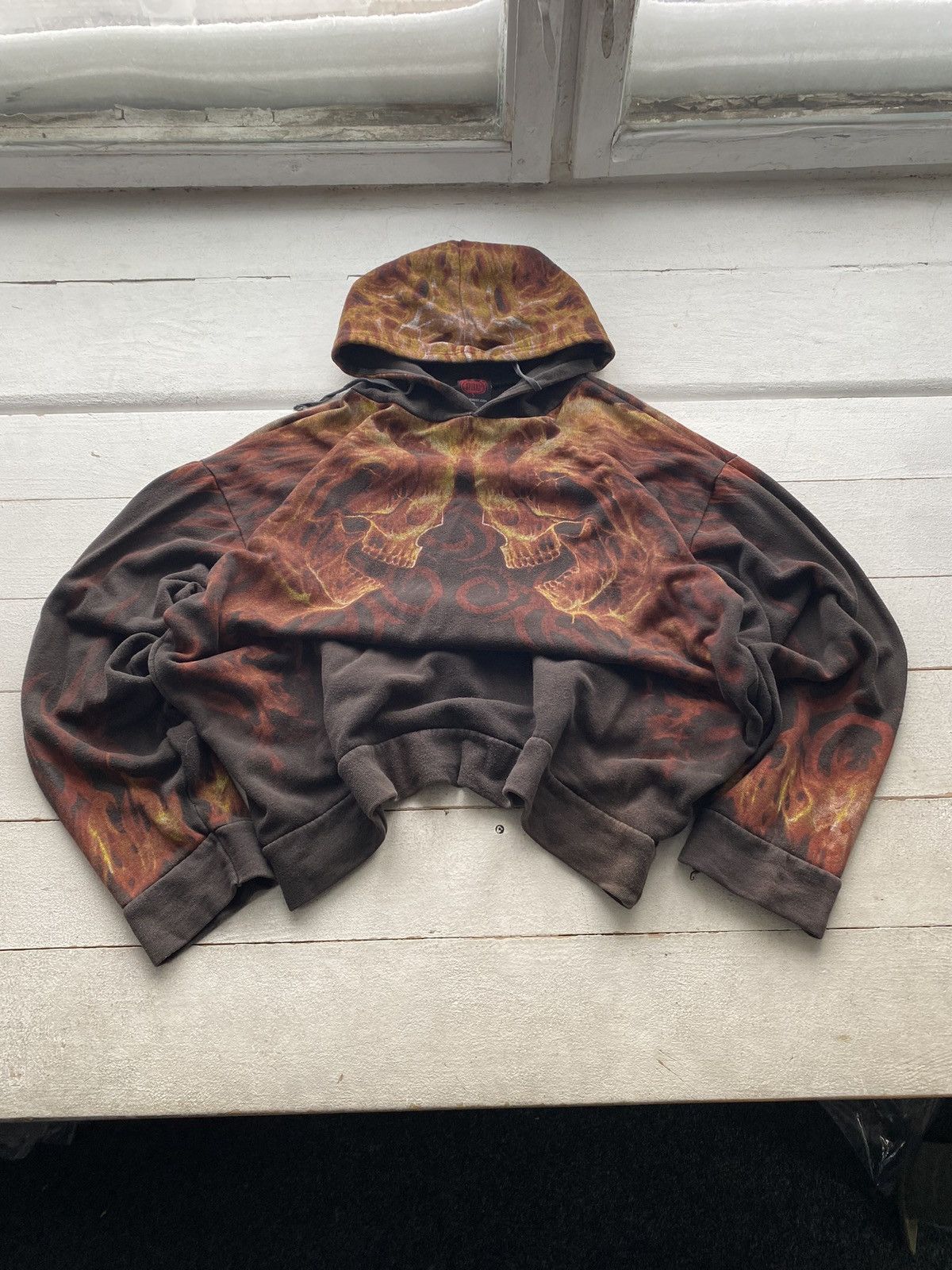 Japanese Brand 🔥Opium Punk Spiral Full Flame Skull Gothic Hoodie oversized Size US XL / EU 56 / 4 - 19 Thumbnail