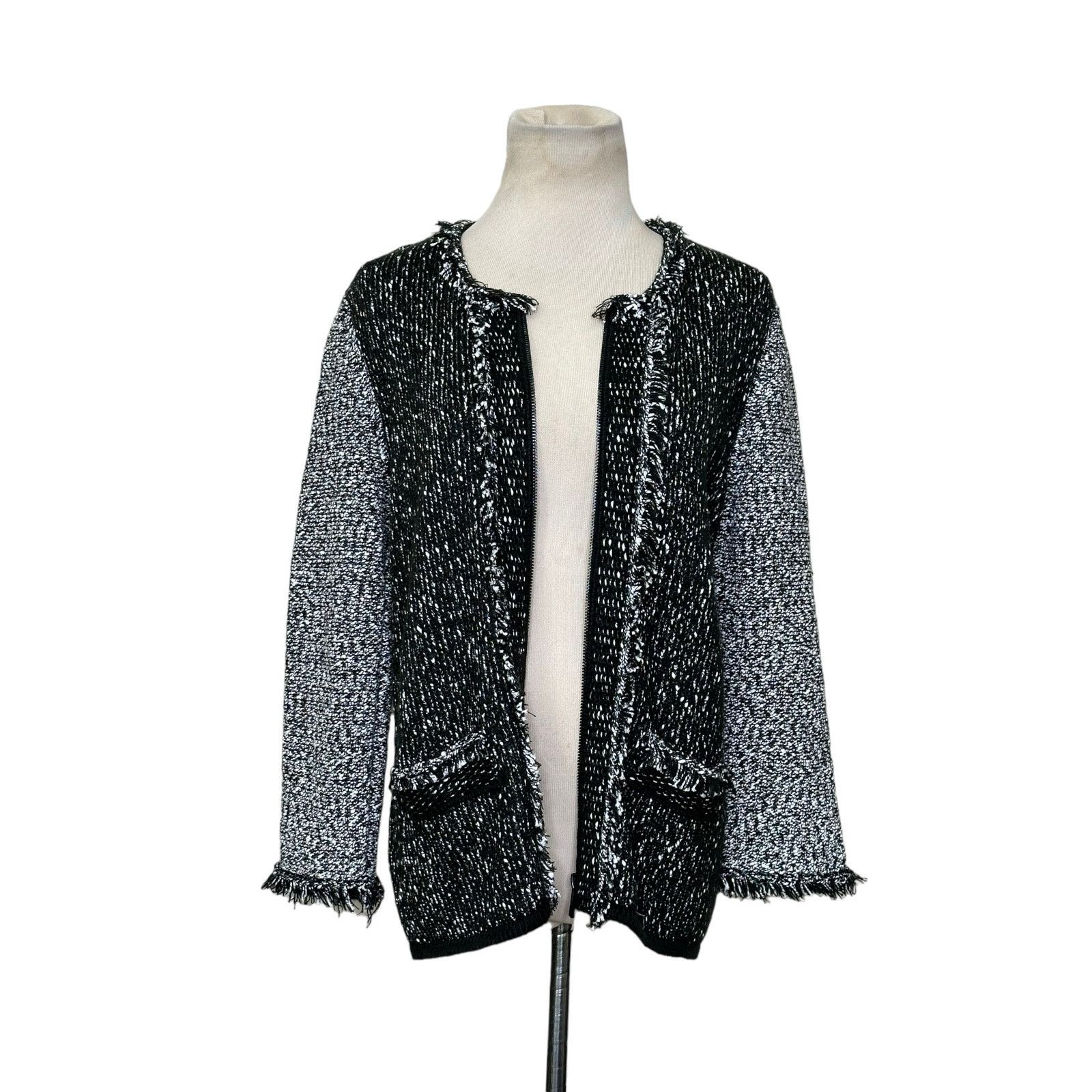 Karl Lagerfeld Karl Lagerfeld Two Tone Full Zip Knit Jacket size Small Size S / US 4 / IT 40 - 9 Thumbnail