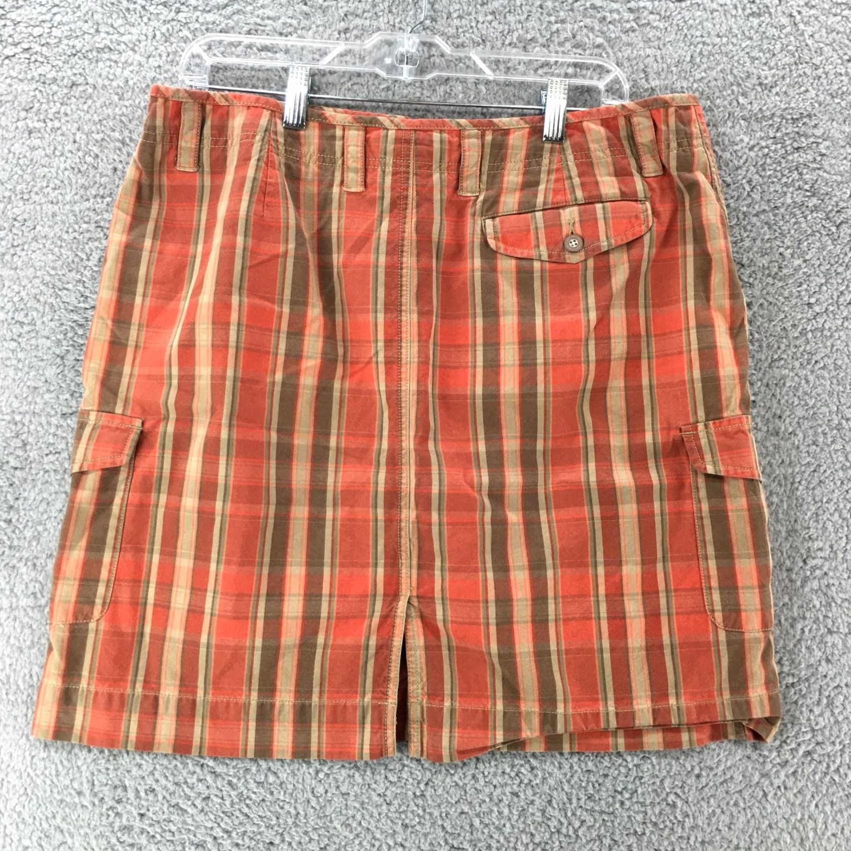 Eddie Bauer Eddie Bauer Cargo Skirt Womens 16 Midi Orange Plaid Cotton Zipper Pockets Size 38" / US 16 / IT 52 - 7 Thumbnail