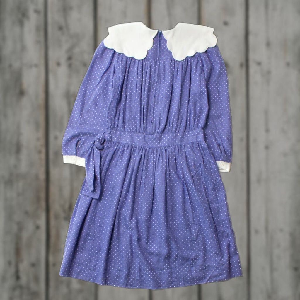 4SDESIGNS VINTAGE Lynley Designs Smock Dress Blue Polka Dot Small 1980s Women’s Womens Dresses Size S / US 4 / IT 40 - 1 Thumbnail