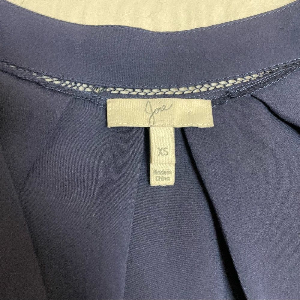 Joie Joie Silk Navy V-Neck Long Sleeve Blouse Size XS Size XS / US 0-2 / IT 36-38 - 8 Thumbnail