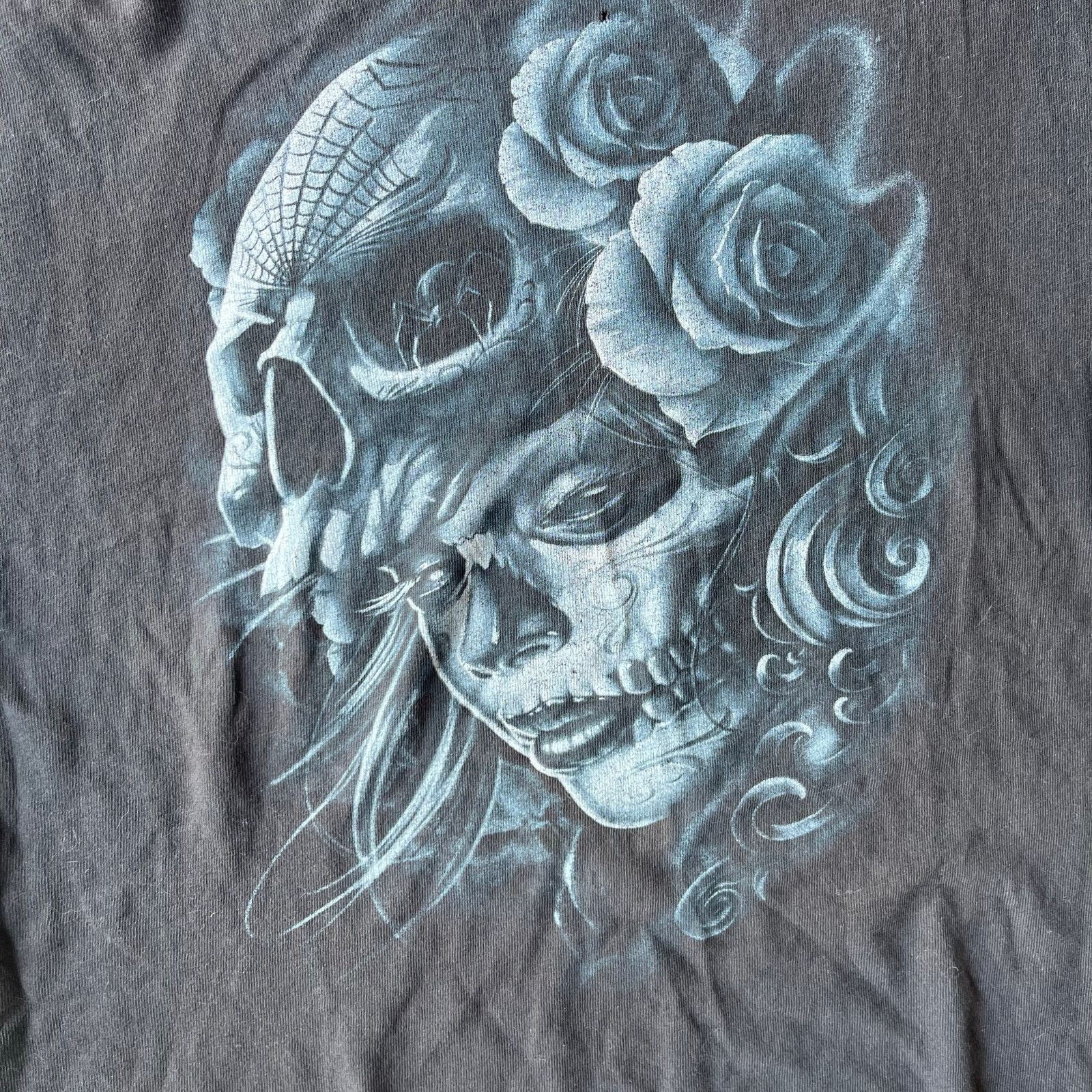 Vintage VINTAGE Y2K FADED SKULL TEE SHIRT 00S GRAPHIC LARGE BLACK Size US L / EU 52-54 / 3 - 2 Thumbnail