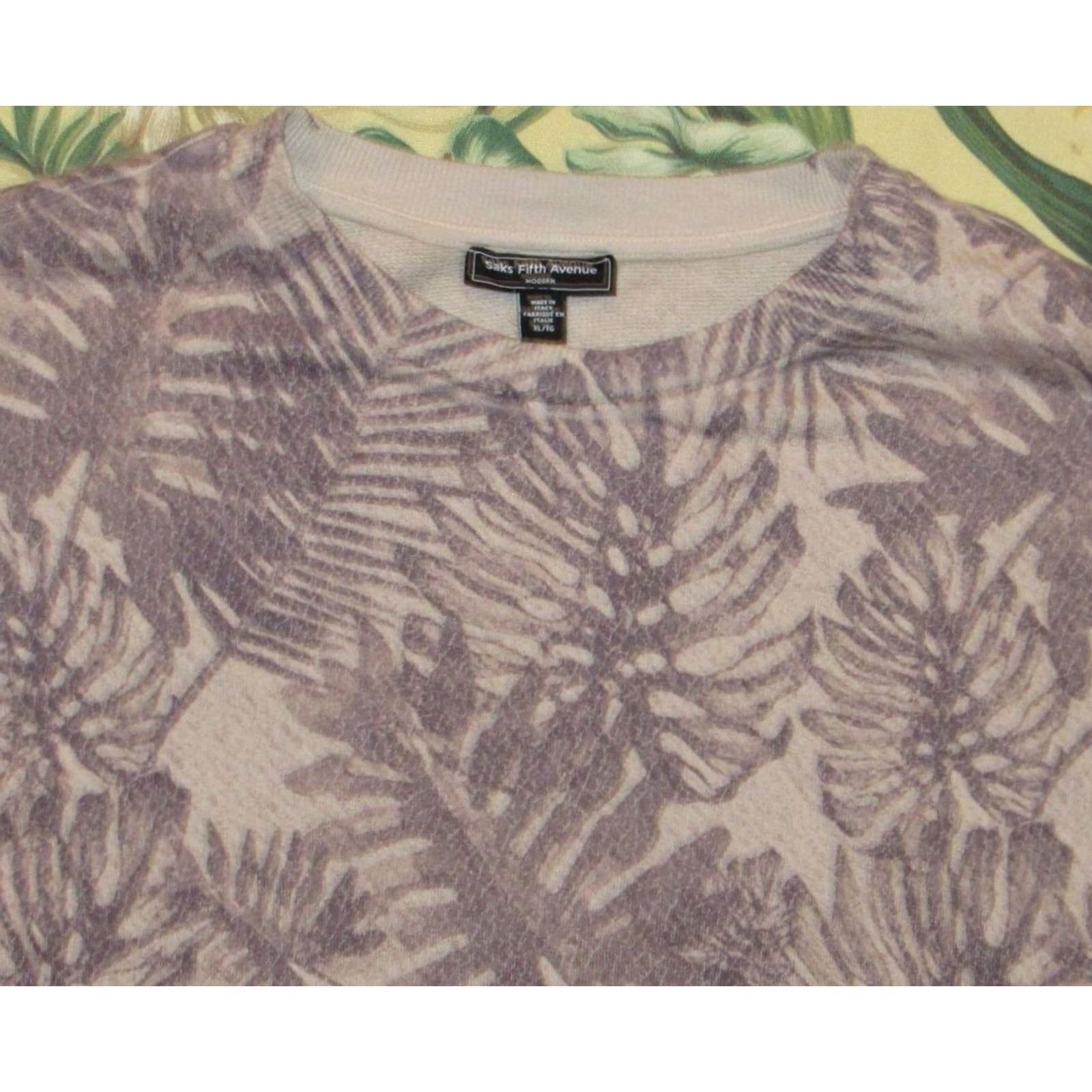 Saks Fifth Avenue SAKS FIFTH AVENUE Khaki Printed Pullover Cotton Sweater Made In Italy XL Size US XL / EU 56 / 4 - 2 Thumbnail