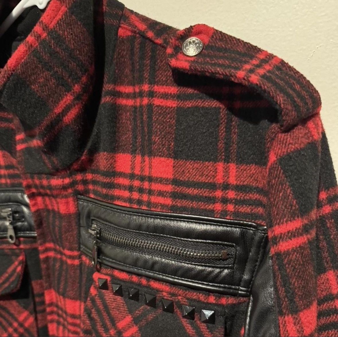 In The Attic Red Plaid InTheAttic Studded Jacket Size US L / EU 52-54 / 3 - 5 Thumbnail