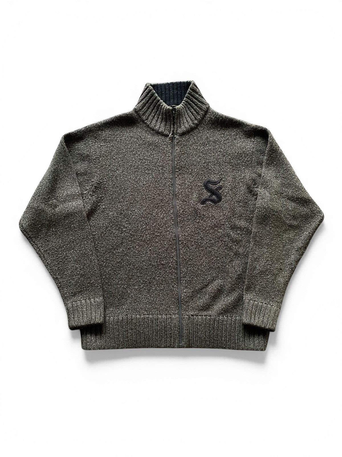 Stussy AW2022 Stussy Curly S Logo Green/Cream Knit Sweater | Grailed