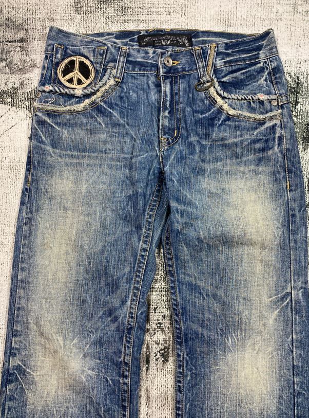 Japanese Brand SICKS💥Japanese Jeans Red Pepper & Denim Whiskers Distress Size US 32 / EU 48 - 3 Thumbnail