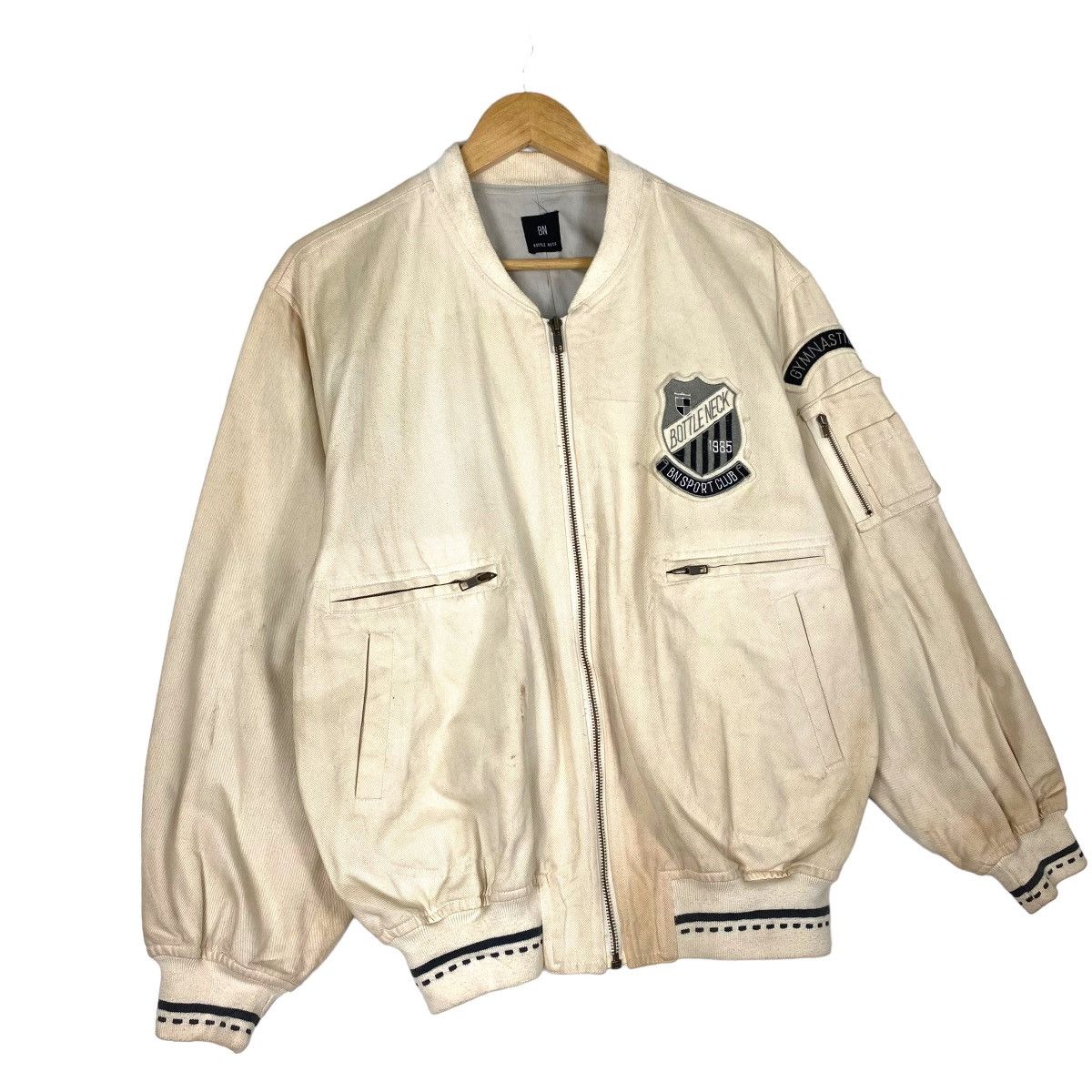 Japanese Brand Vintage Bottle Neck Sports Club Bomber Jacket Size US L / EU 52-54 / 3 - 3 Thumbnail