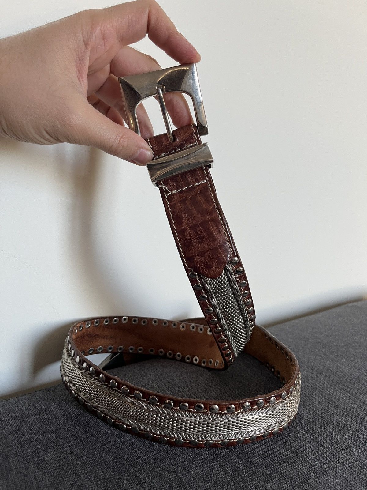 Cowboy Equipment Cheval Design Studio Super Heavy Leather Metallic Belt Size ONE SIZE - 5 Thumbnail