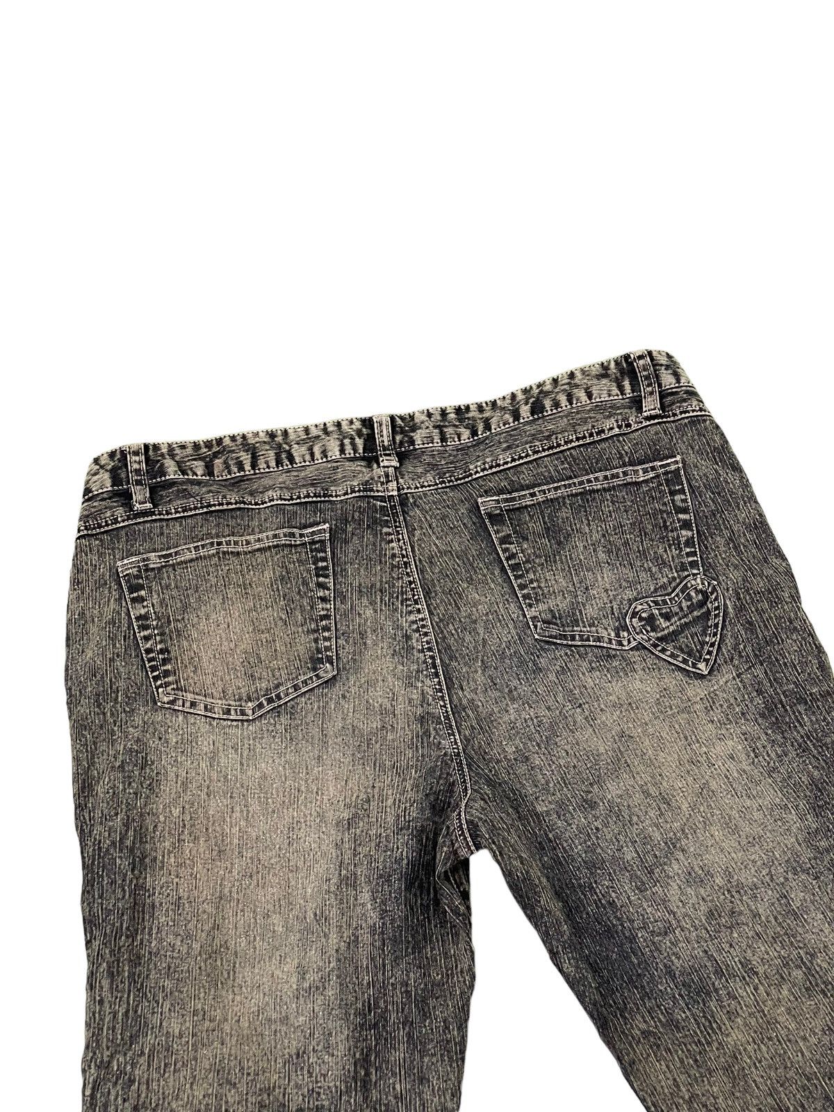 Japanese Brand Flare Jeans Jouer Aux Echecs Faded Stretch Thin Denim 7🟦9 Size US 35 - 18 Thumbnail