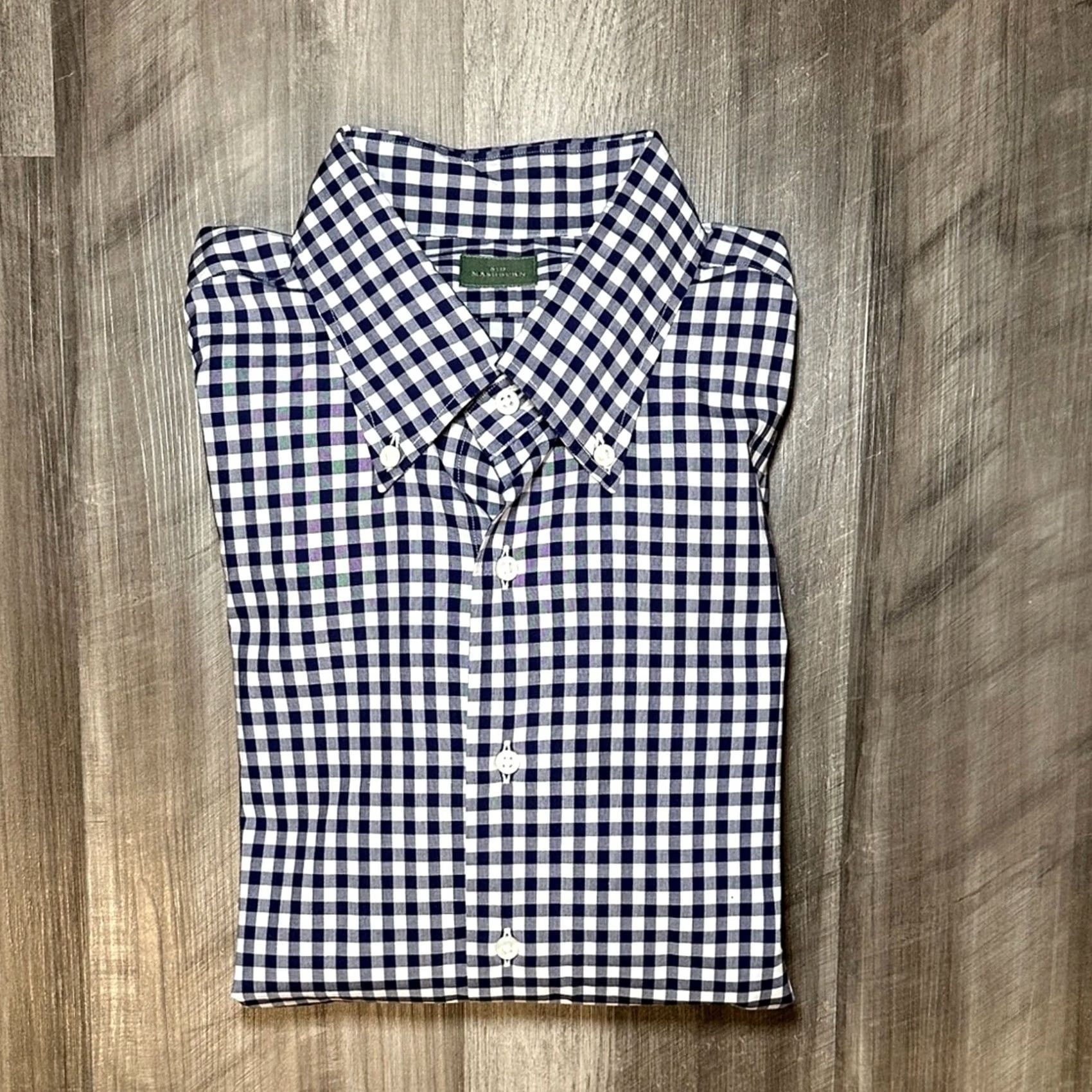 Sid Mashburn Sid Mashburn Checkered Gingham Long Sleeve Button Down XL Navy White Mens Shirt Size US XL / EU 56 / 4 - 2 Thumbnail