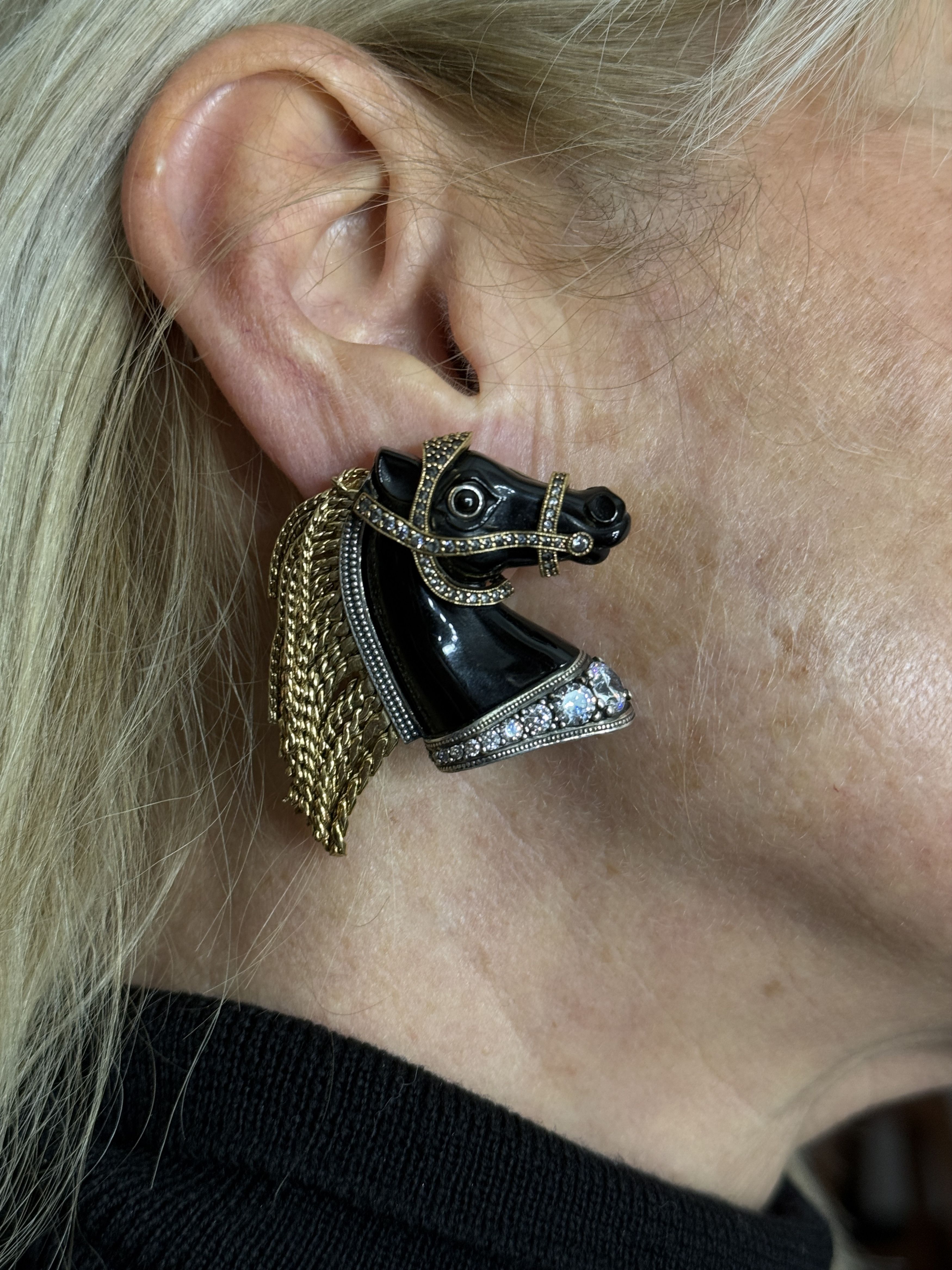 Vivienne Westwood Rare Horse Earrings w/ Swarovski Crystals and dangly gold Size ONE SIZE - 2 Thumbnail
