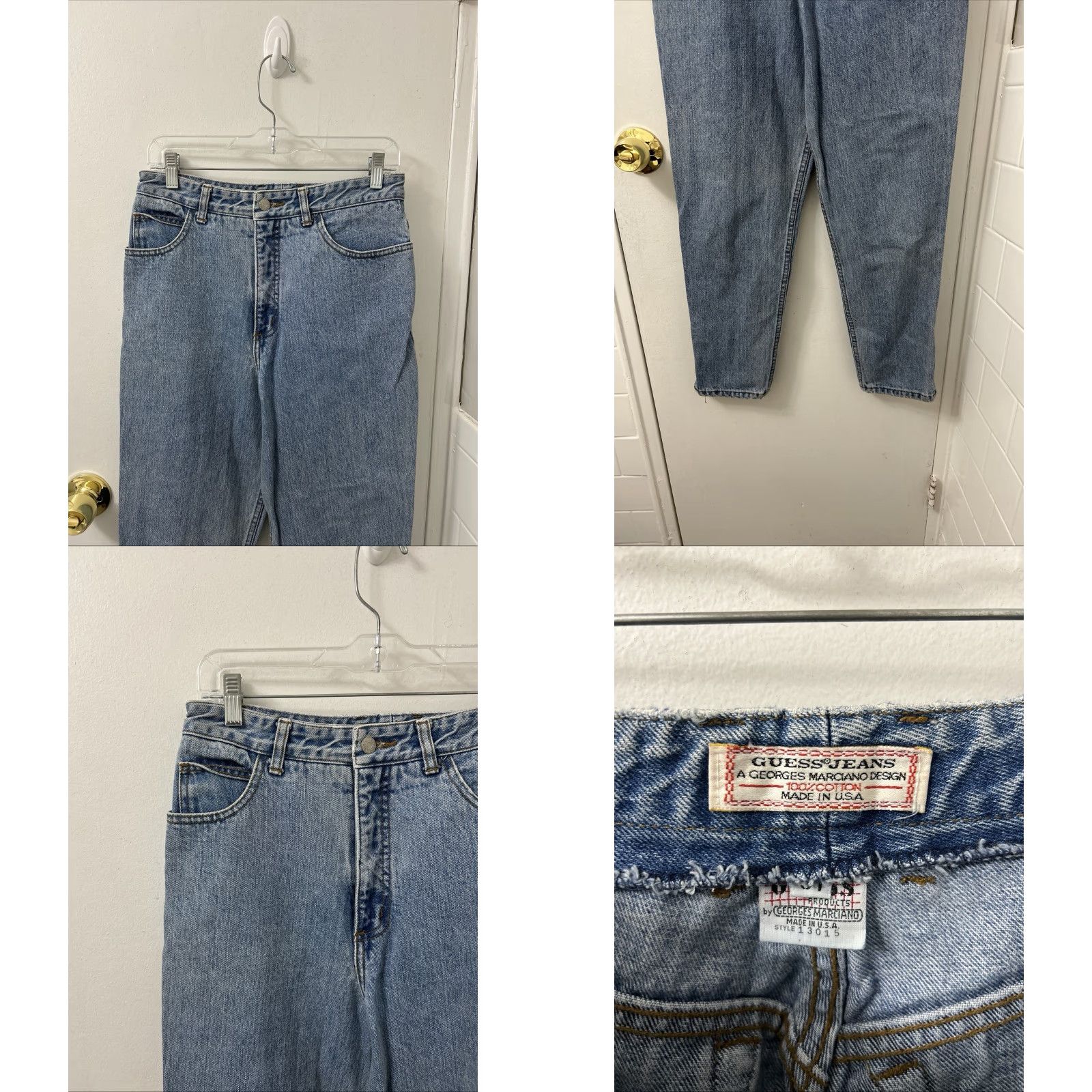 Guess VINTAGE GUESS Jeans Womens 29x27 Blue Made In USA Tapered Ankle Zip Mens? Size 29" - 8 Thumbnail