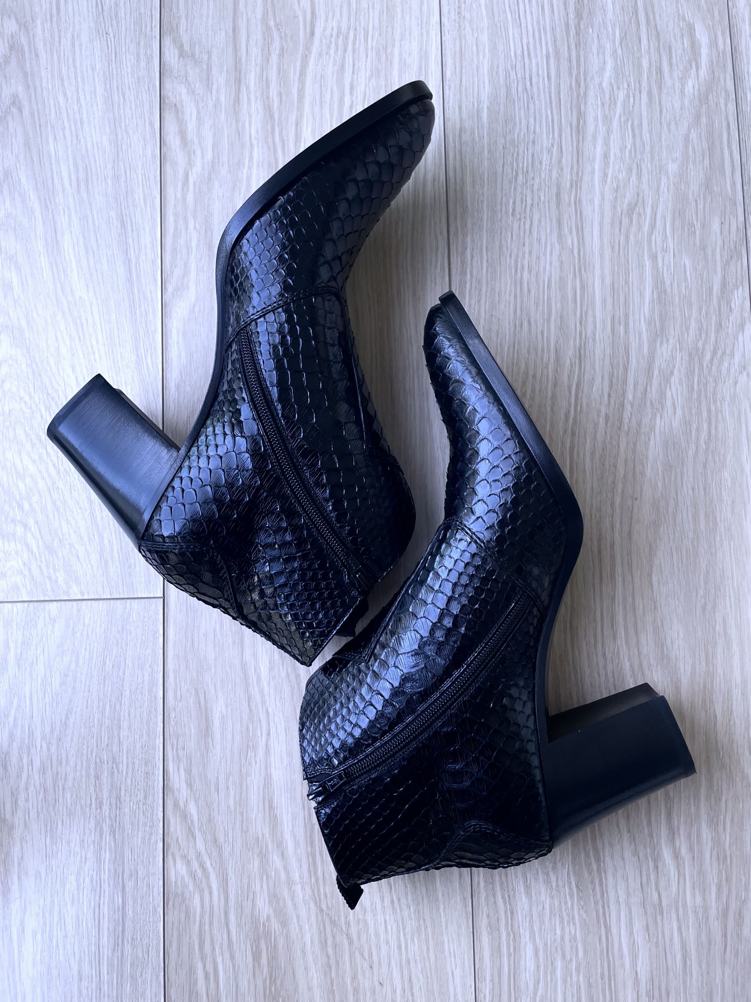 Celine × Hedi Slimane *GRAIL* AW20 BRAND NEW SHINY PYTHON LEATHER PAGES BOOTS Size US 12 / EU 45 - 6 Thumbnail