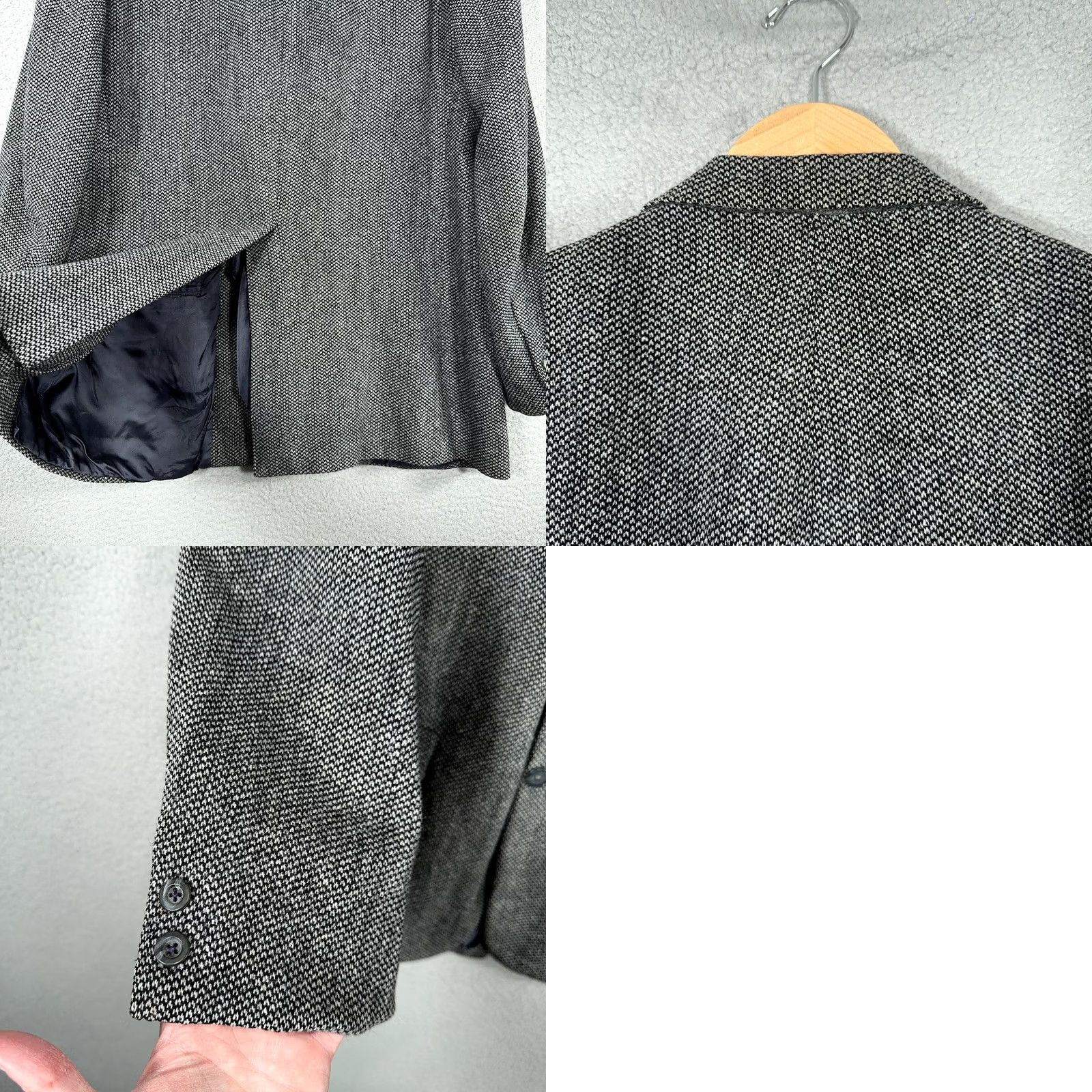 Brooks Brothers VINTAGE Brooks Brothers Blazer Mens 44 Gray Wool Tweed Single-Breasted Two-Button Notch Lapel USA Made USA Mens Jacket Blazer Office Preppy 90s? Size 44R - 11 Thumbnail