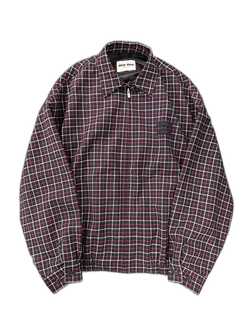 Prada Miu Miu Vintage Check Zip Jacket Coat Size US XL / EU 56 / 4 - 1 Thumbnail