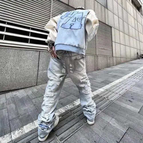 Japanese Brand × Jean High Street Heavy Industry Washed Ripped Casual Jeans Size US 32 / EU 48 - 3 Thumbnail