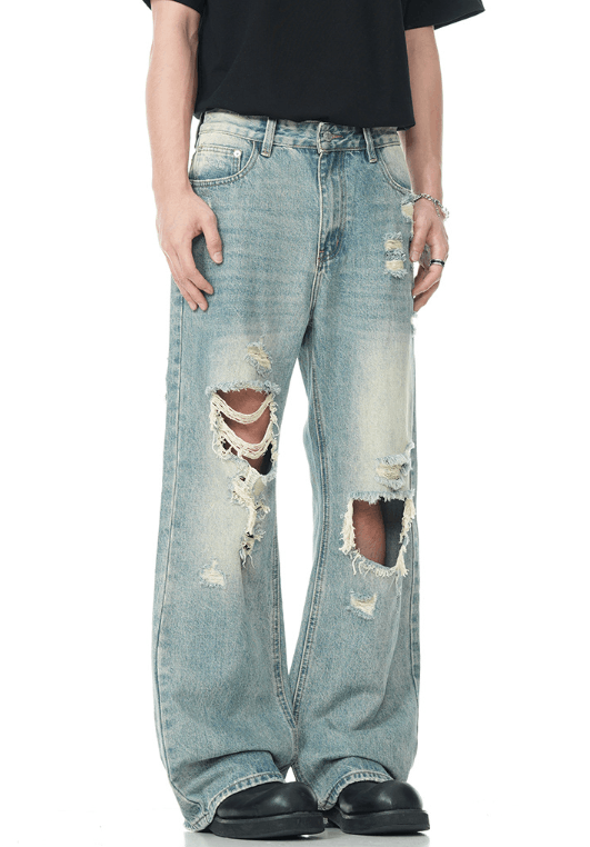 Japanese Brand × Jean American retro high street washed ripped jeans for men Size US 32 / EU 48 - 3 Thumbnail