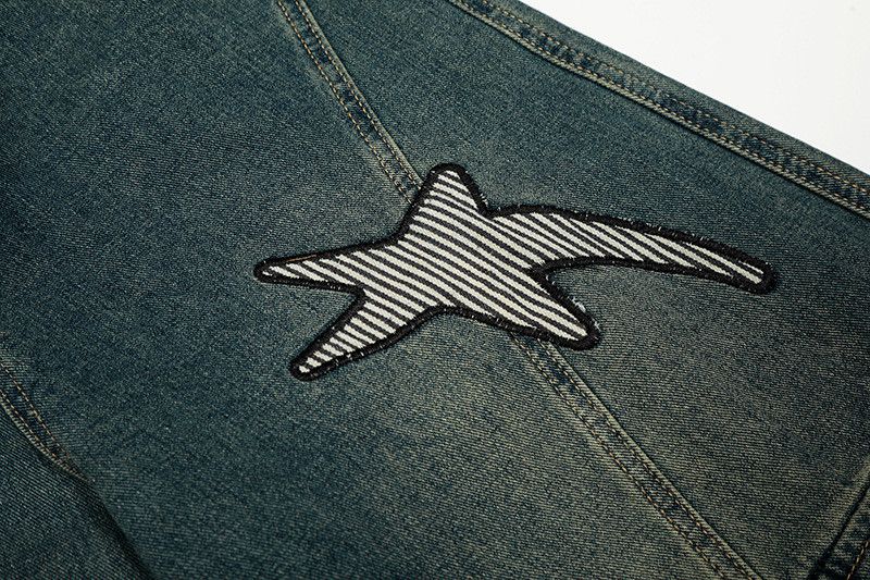 Vintage Men's Retro Striped Star Embroidered Scimitar Jeans Size US 32 / EU 48 - 4 Thumbnail