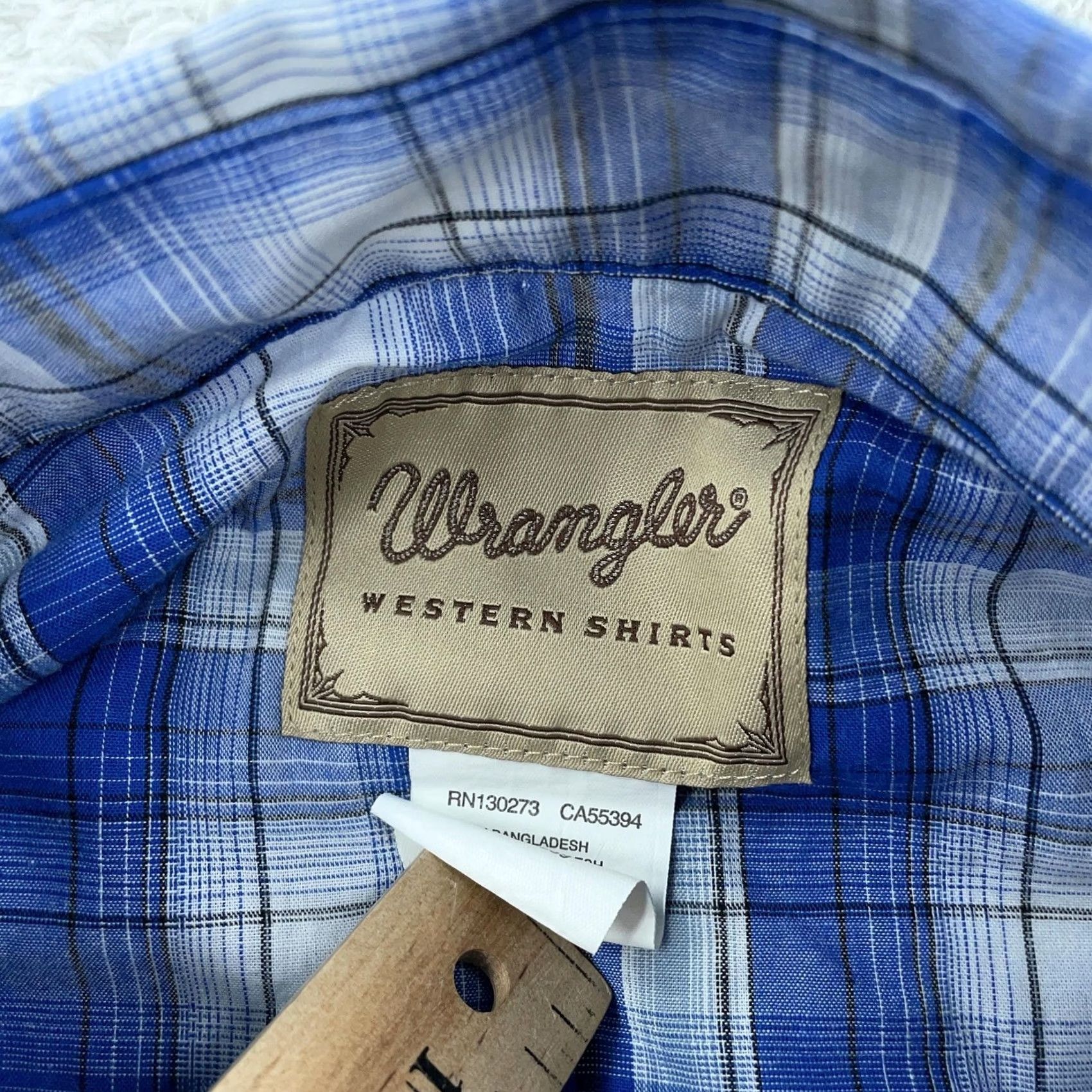 Wrangler Wrangler Western Shirt Mens XL Blue Plaid Cowboy Rodeo Long Sleeve Pearl Snap Size US XL / EU 56 / 4 - 4 Thumbnail
