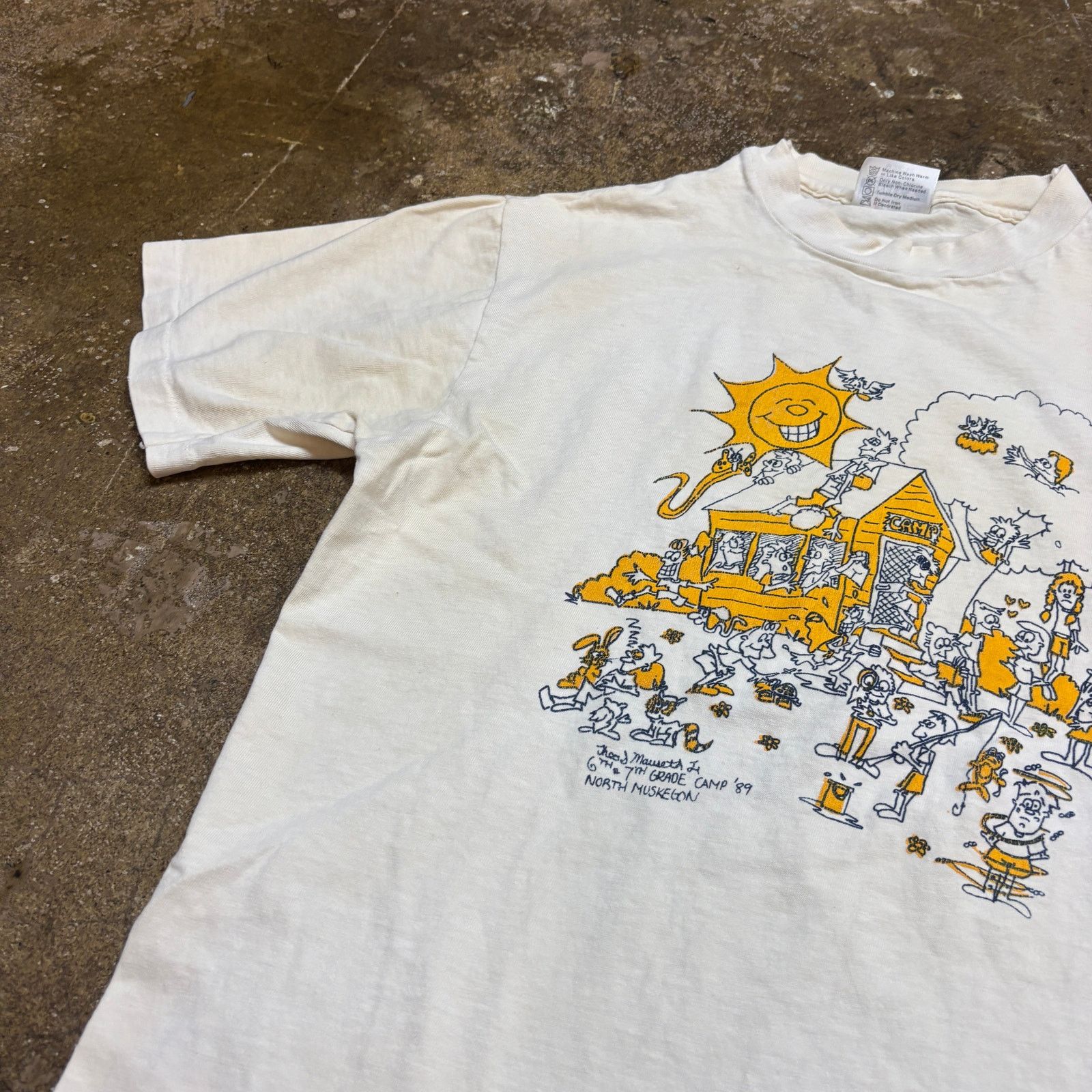 Hanes × Vintage Vintage 1989 North Muskegon Camp Art Cartoon T Shirt Men's M Size US M / EU 48-50 / 2 - 12 Thumbnail