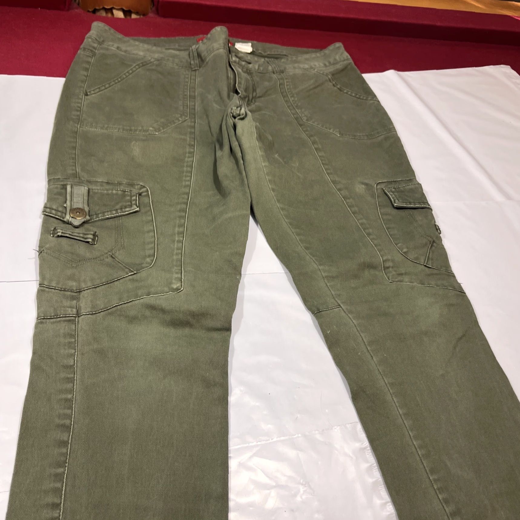 Vintage VINTAGE UnionBay GREEN y2k Cargo Pants Stretch Zip Leg Flap Pockets 9” Rise Tactical 11 Women Size 32" / US 10 / IT 46 - 5 Thumbnail